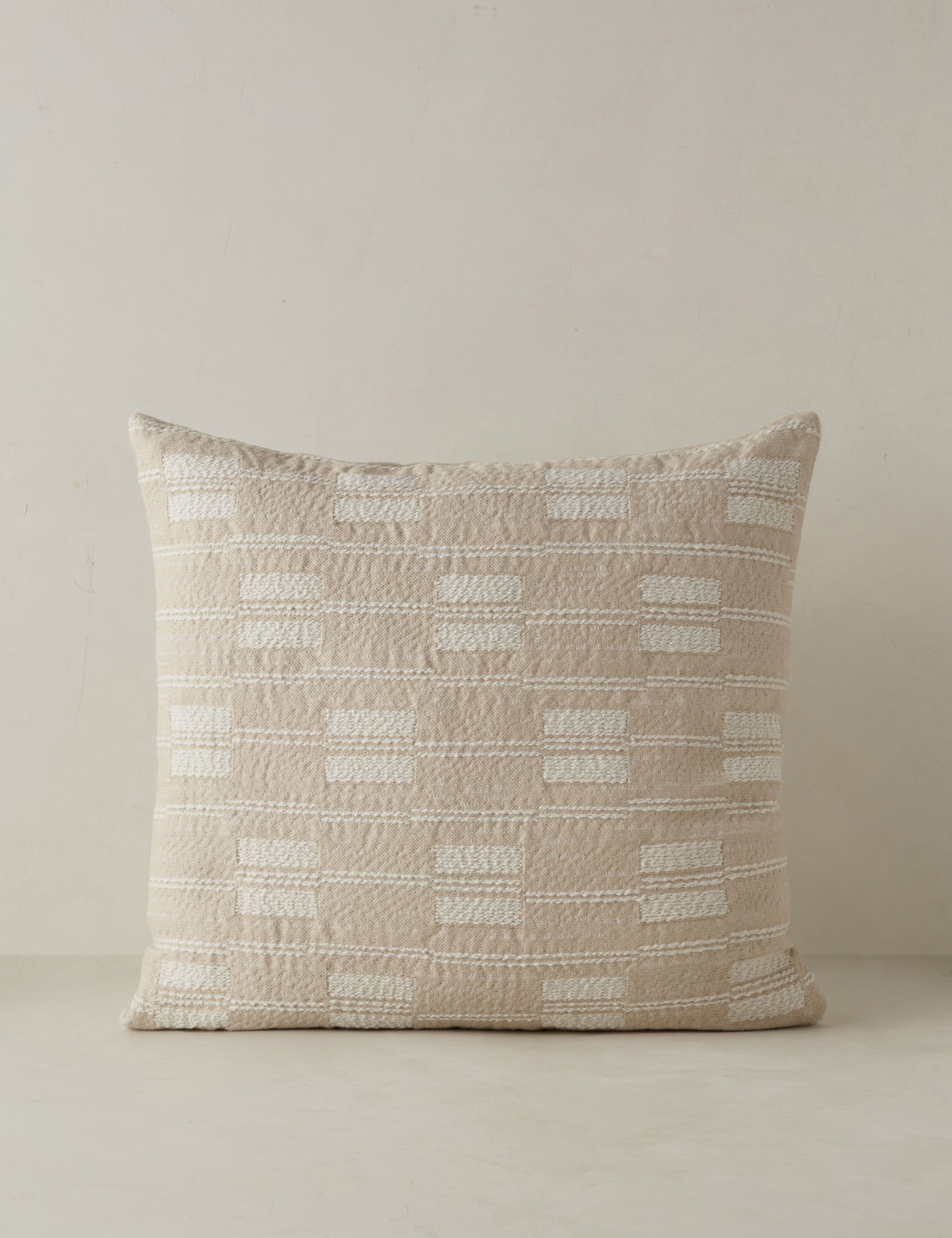 Leighton broken stripe throw pillow in natural.