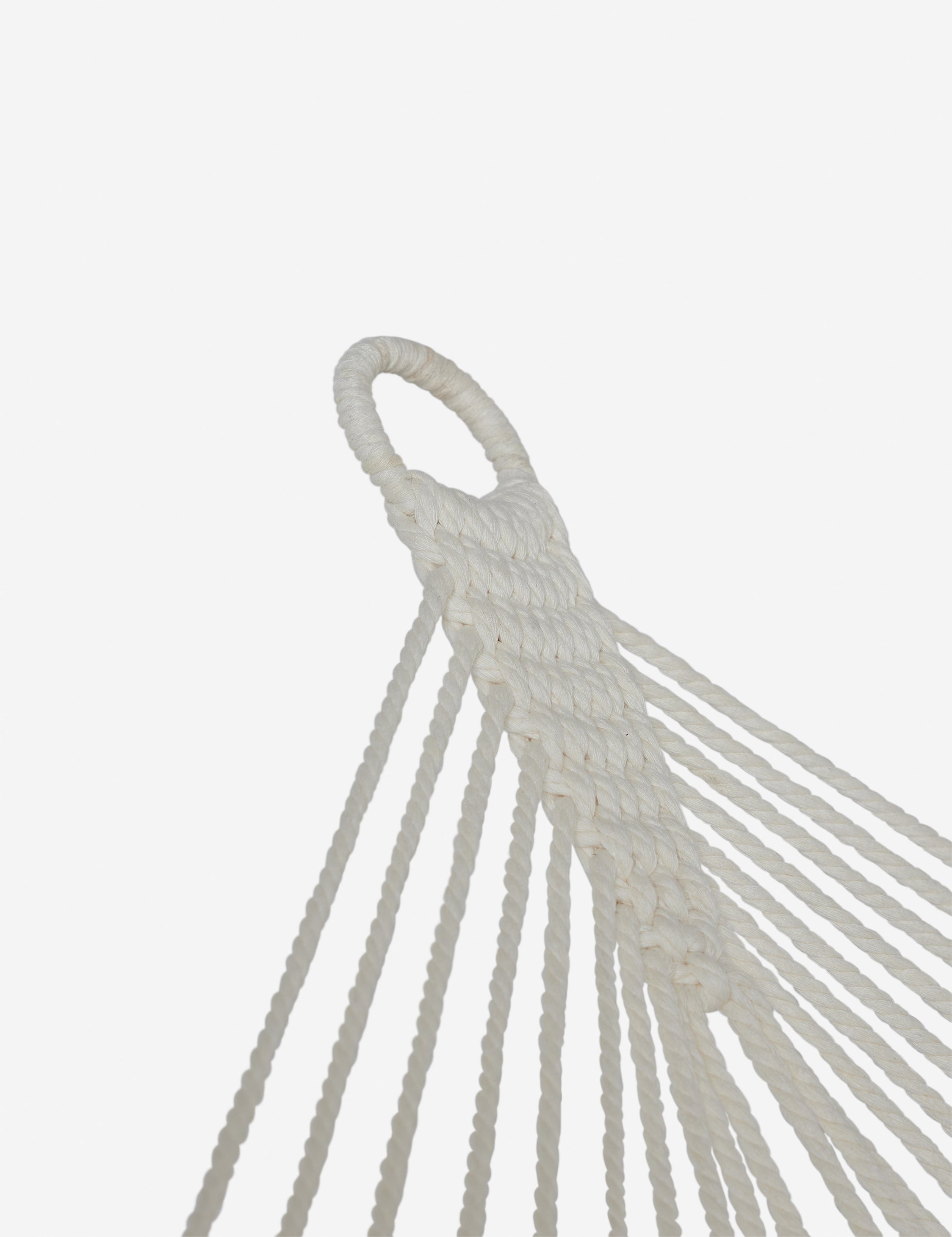 Close up of the hanging ring of the Levata Striped Hammock by Sarah Sherman Samuel