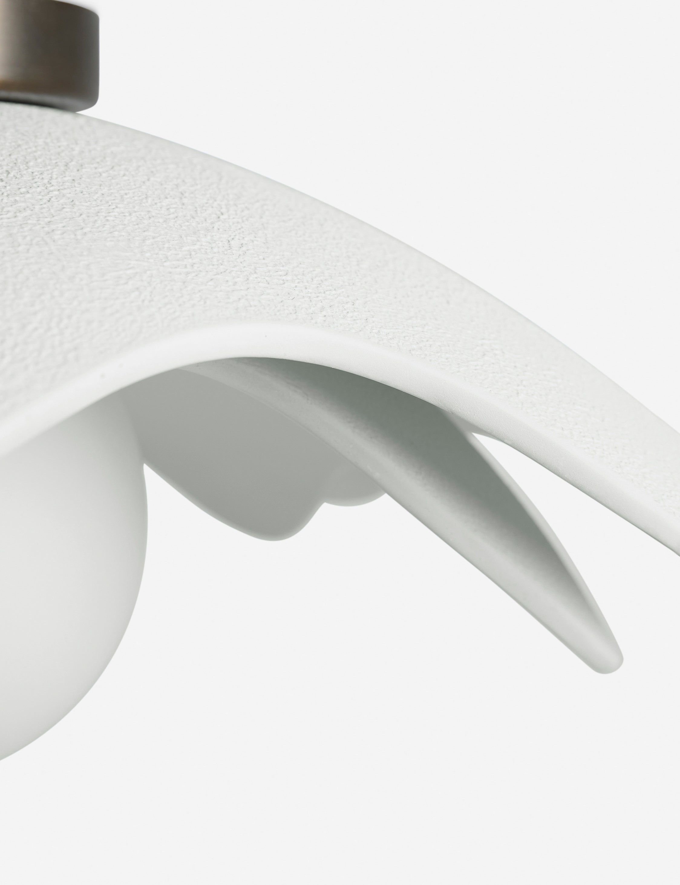 Close up of the Soft Petal matte white floral silhouette flush mount light