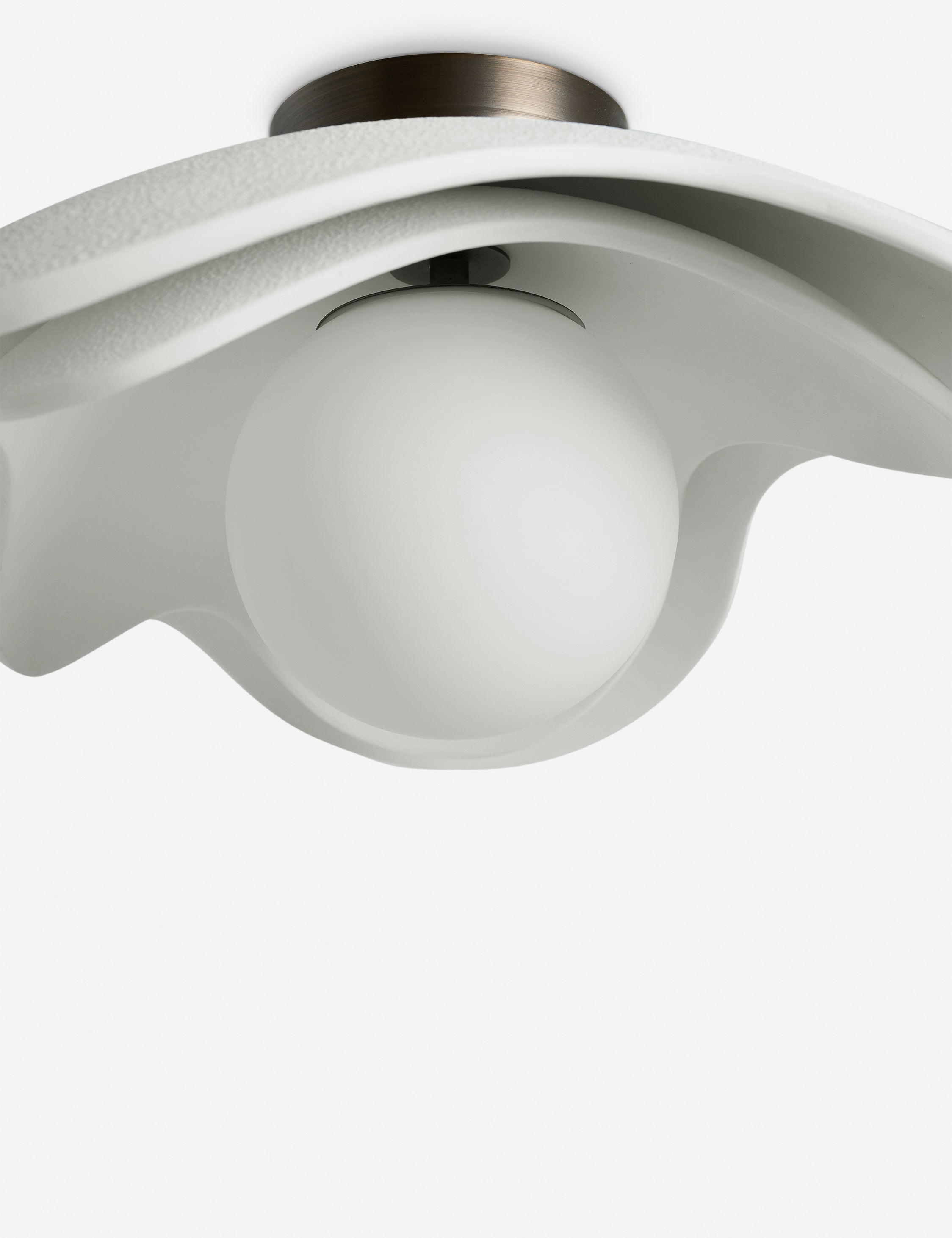 Close up of the Soft Petal matte white floral silhouette flush mount light