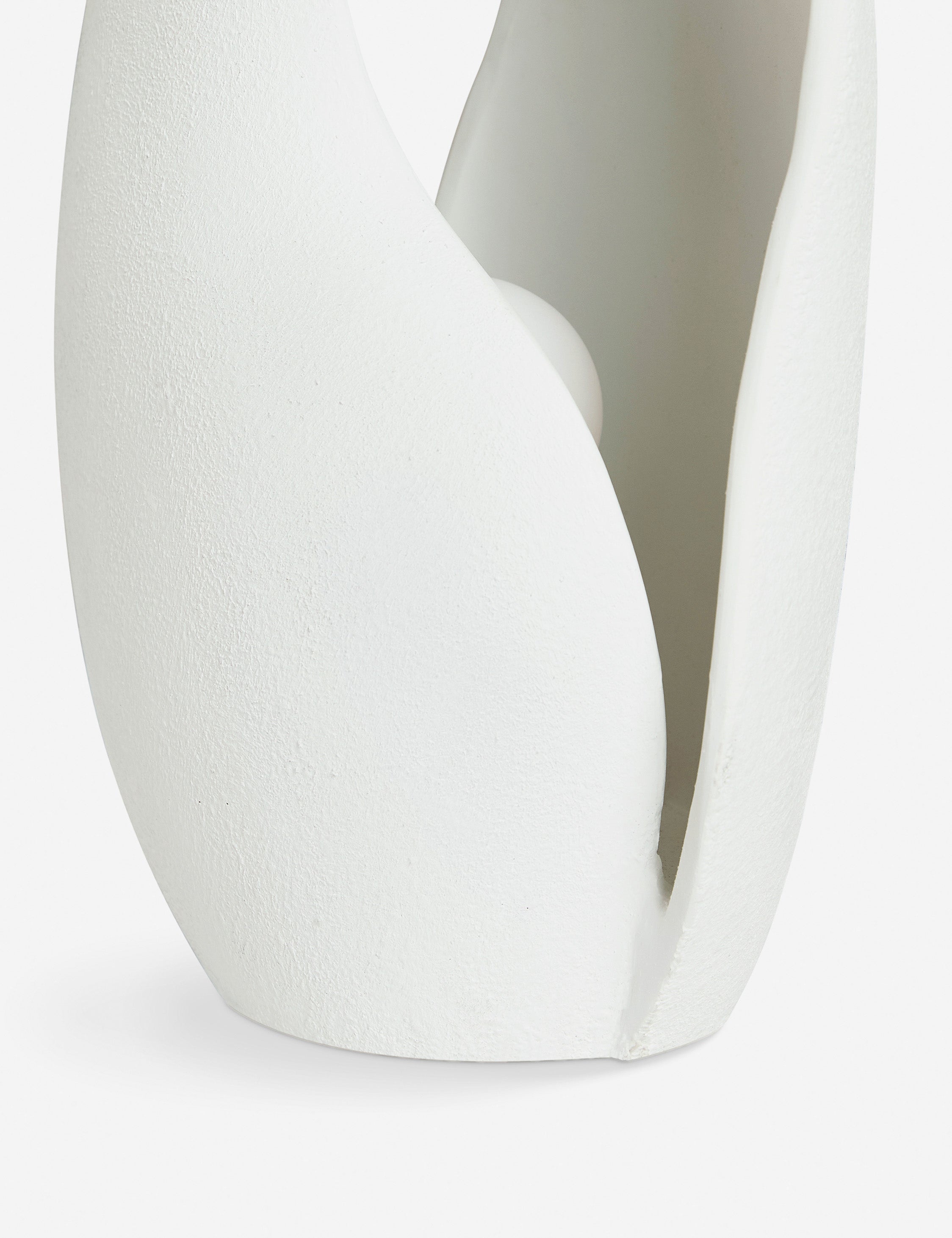 Close up of the Soft Petal matte white floral silhouette table lamp