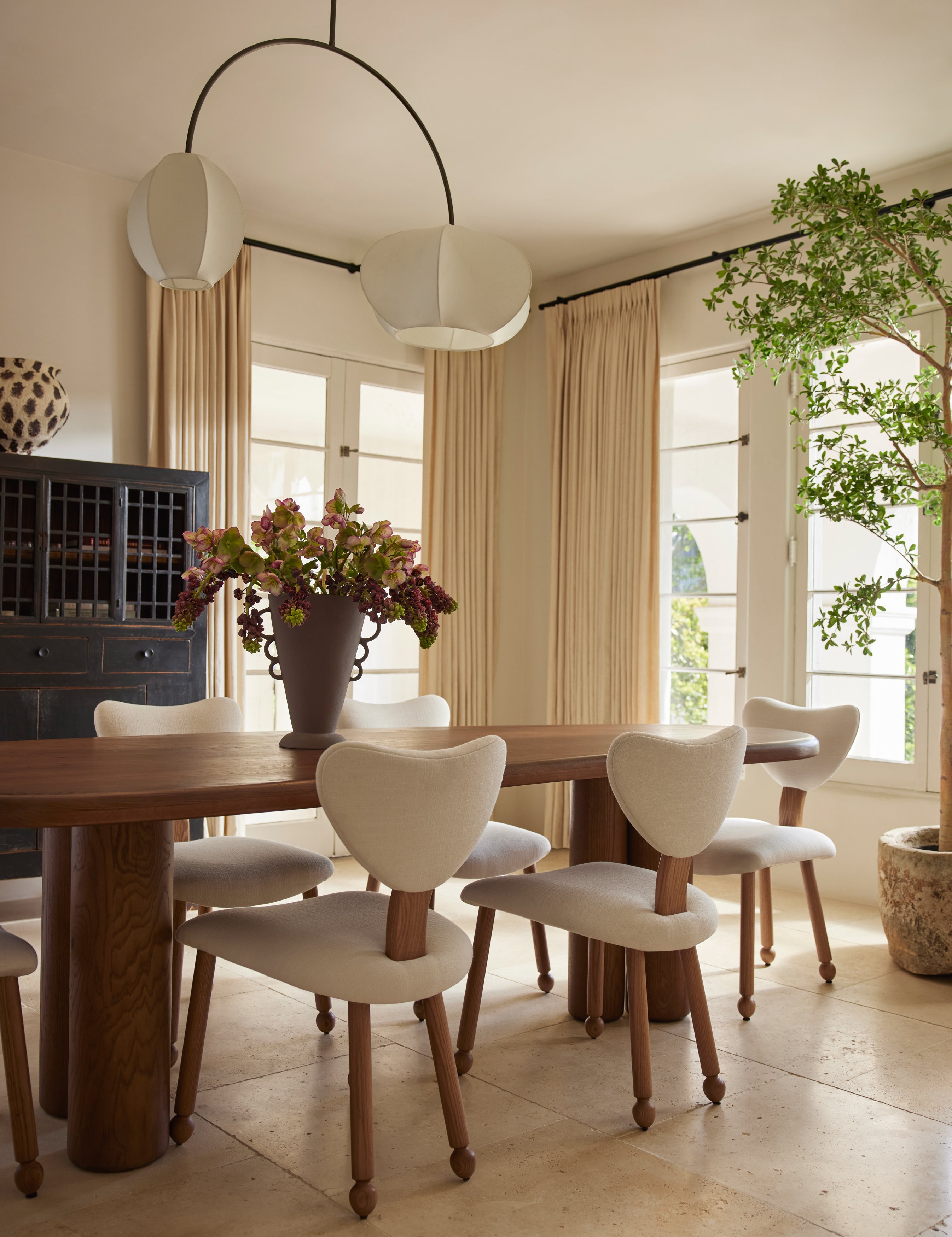 Nave modern sculptural red oak dining table by Aimee Song