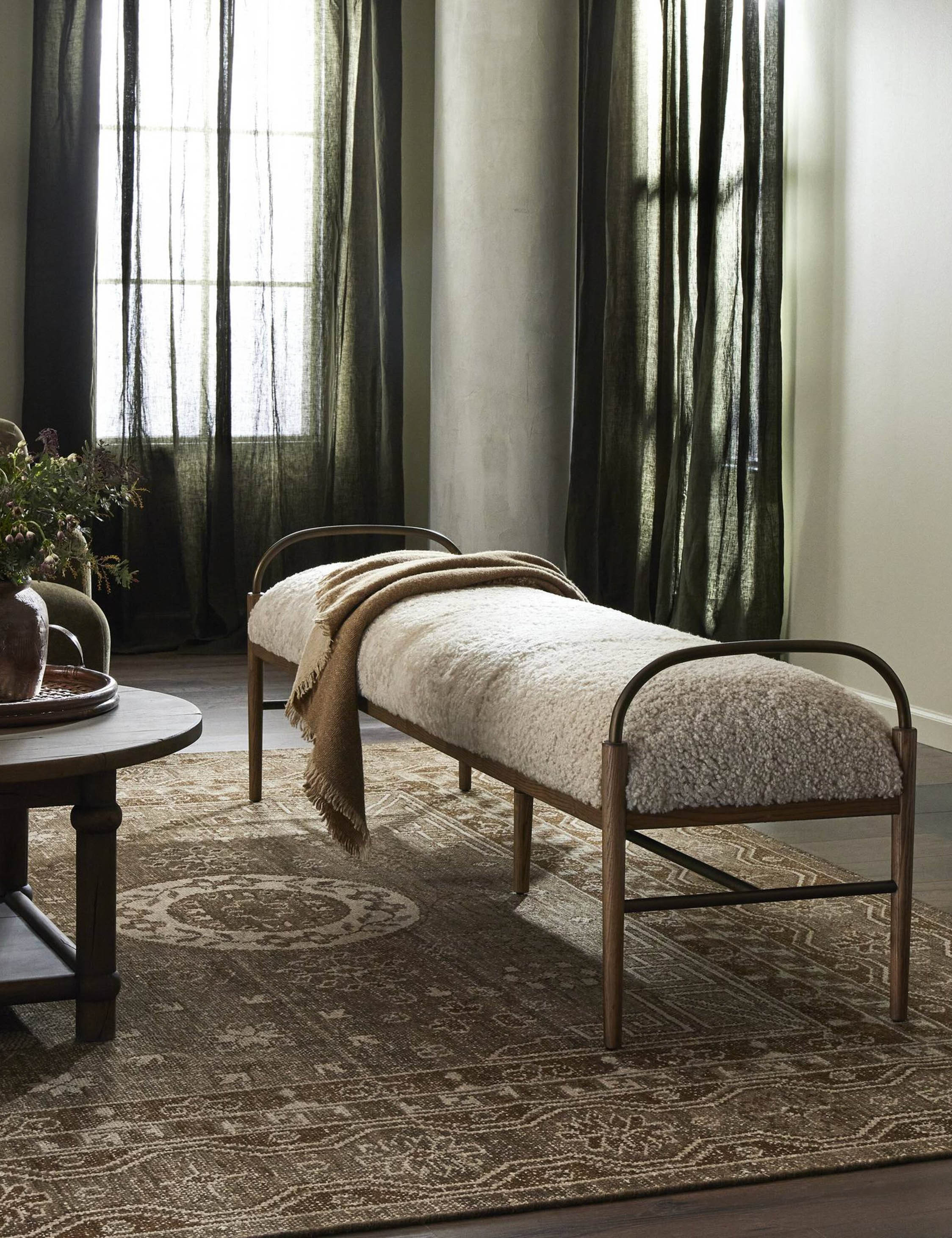 Demi Bench by Amber Lewis x Four Hands : Beige Shearling