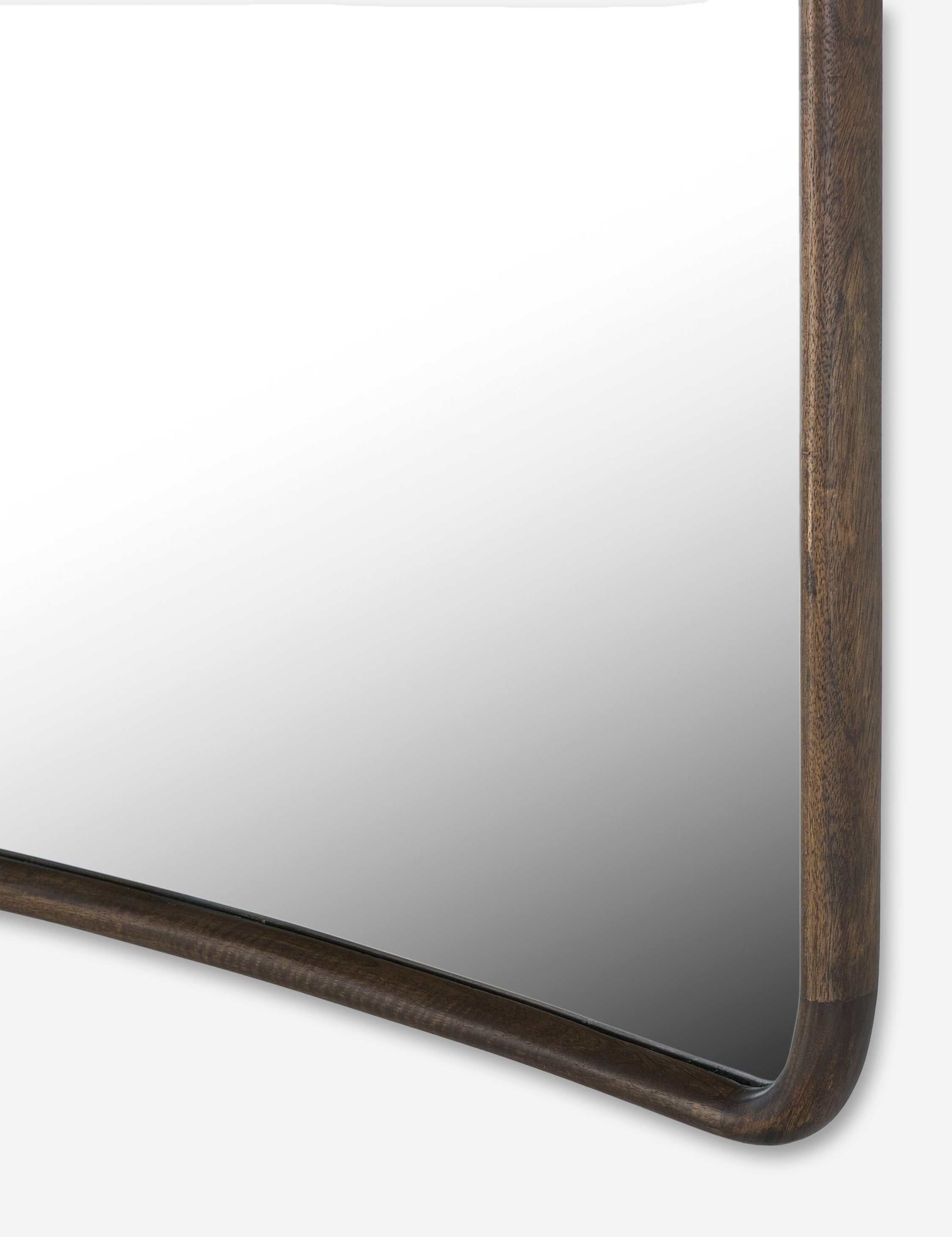 Close up of the Picart arched base slim frame floor mirror
