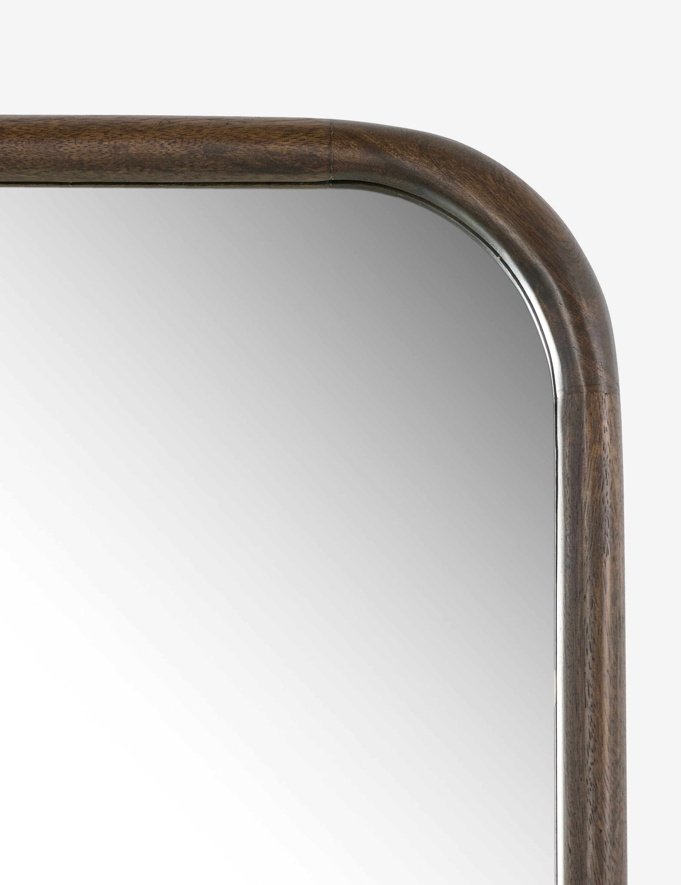 Close up of the frame of the Picart arched base slim frame mantel mirror