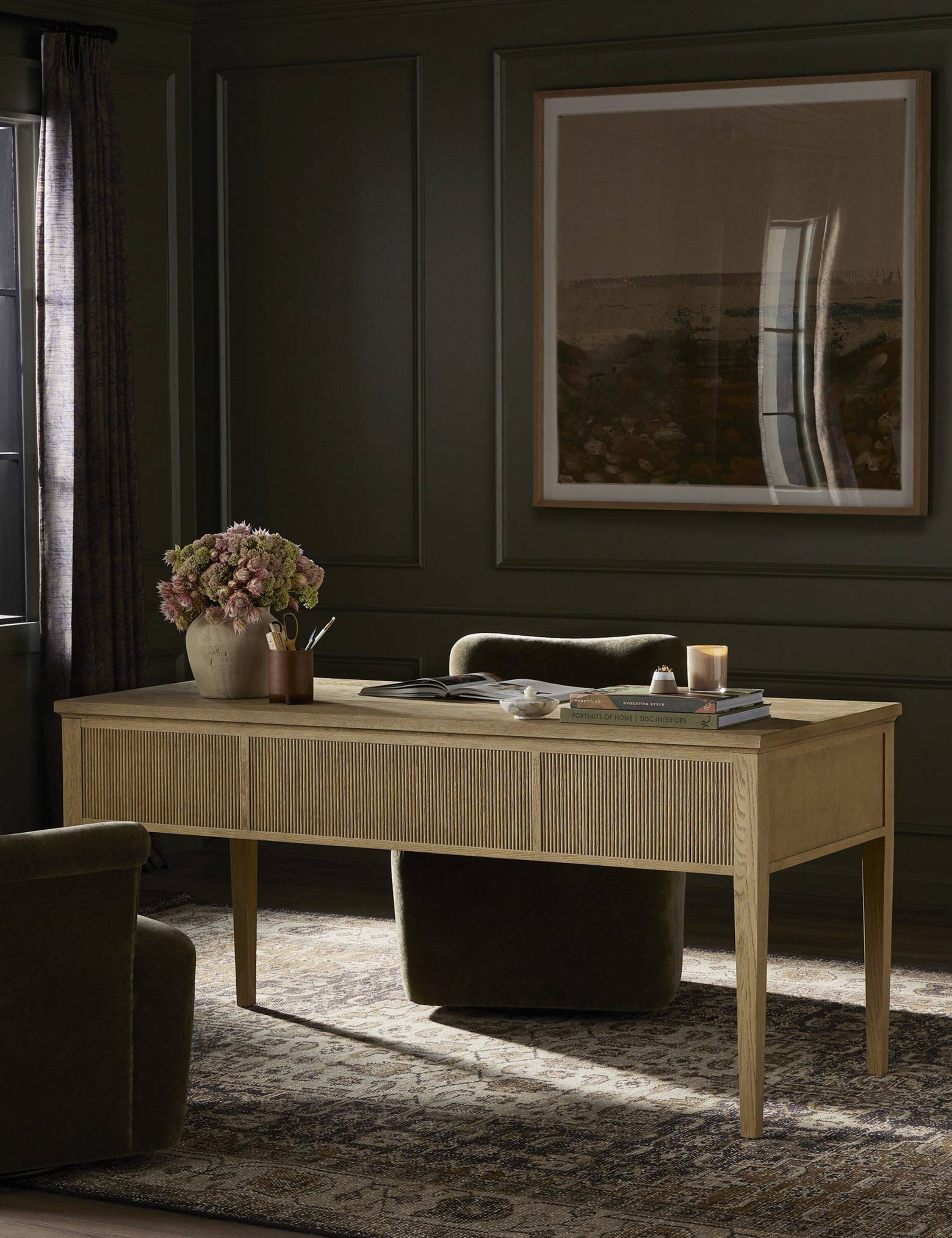Bush Desk by Amber Lewis x Four Hands : Distressed Black Oak