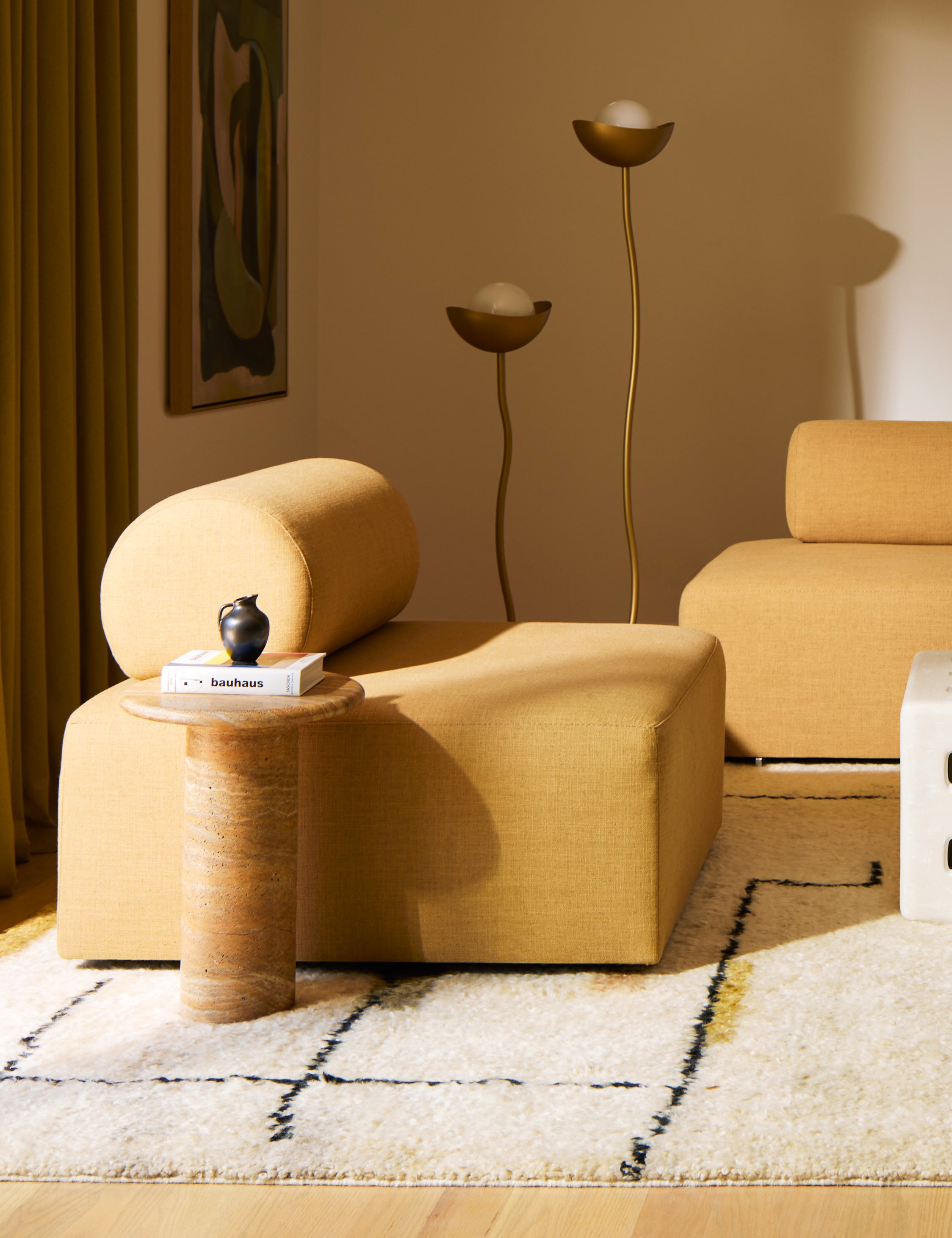 Sloman Armless Accent Chair : Talc Performance Linen