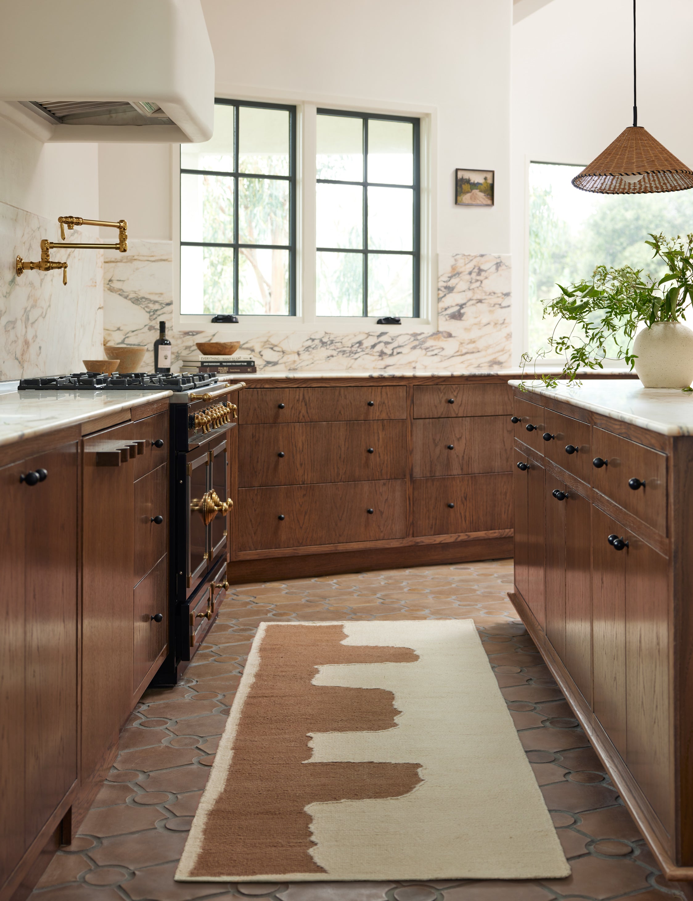 Butte Flatweave Linen Rug by Elan Byrd runner in a kitchen.