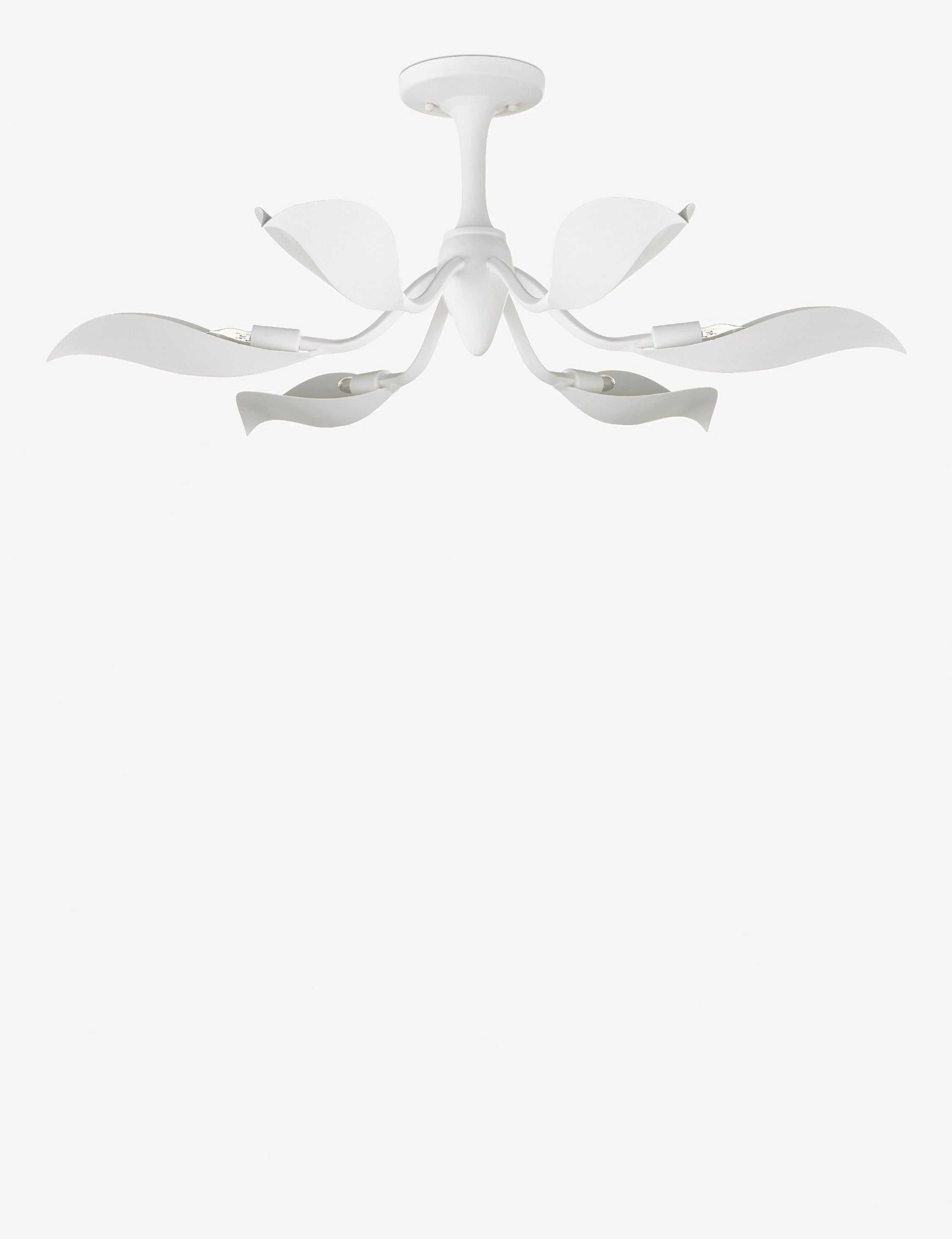 Popelin white gesso petal-arm semi flush mount light