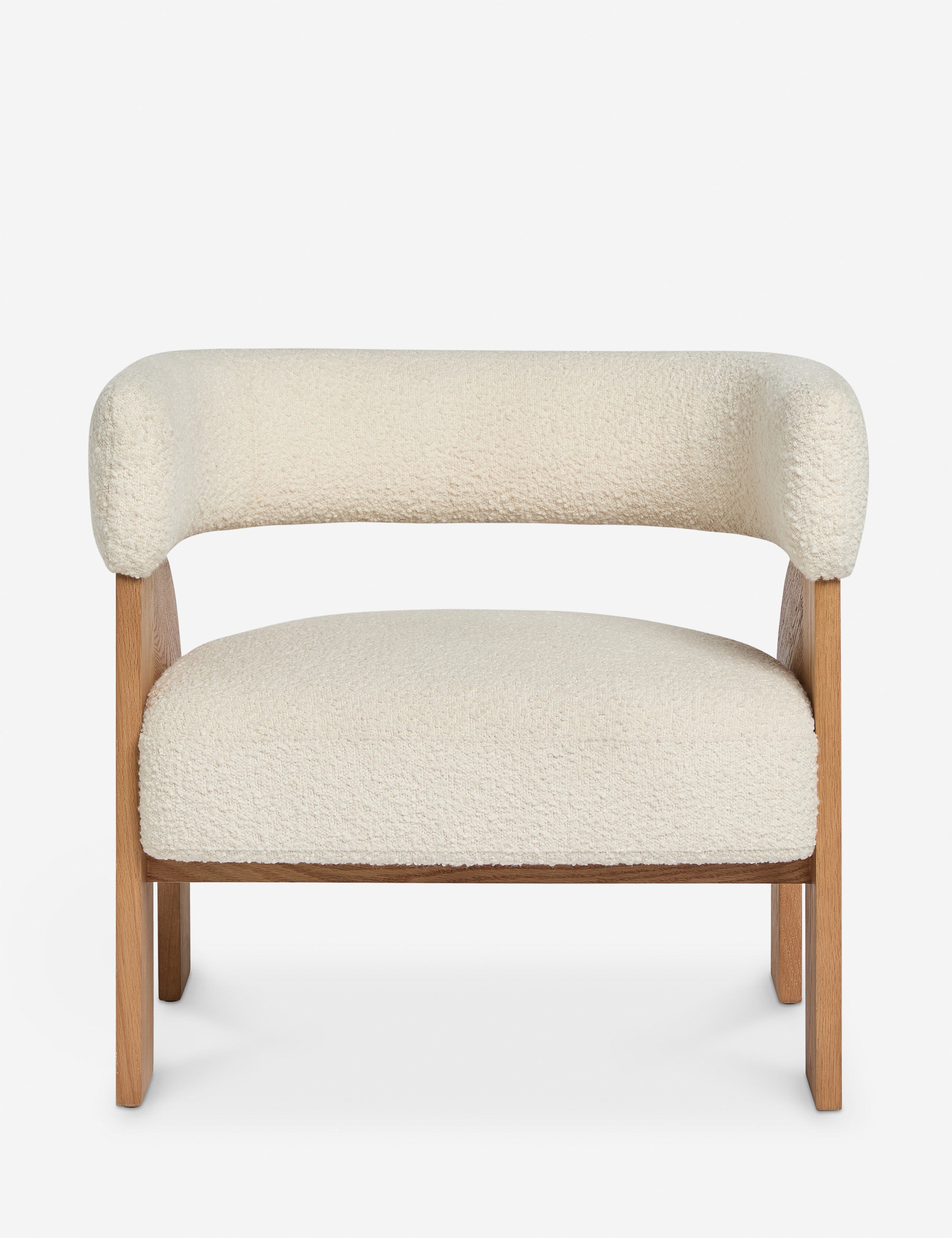 Agacia barrel back boucle upholstered accent chair by Aimee Song