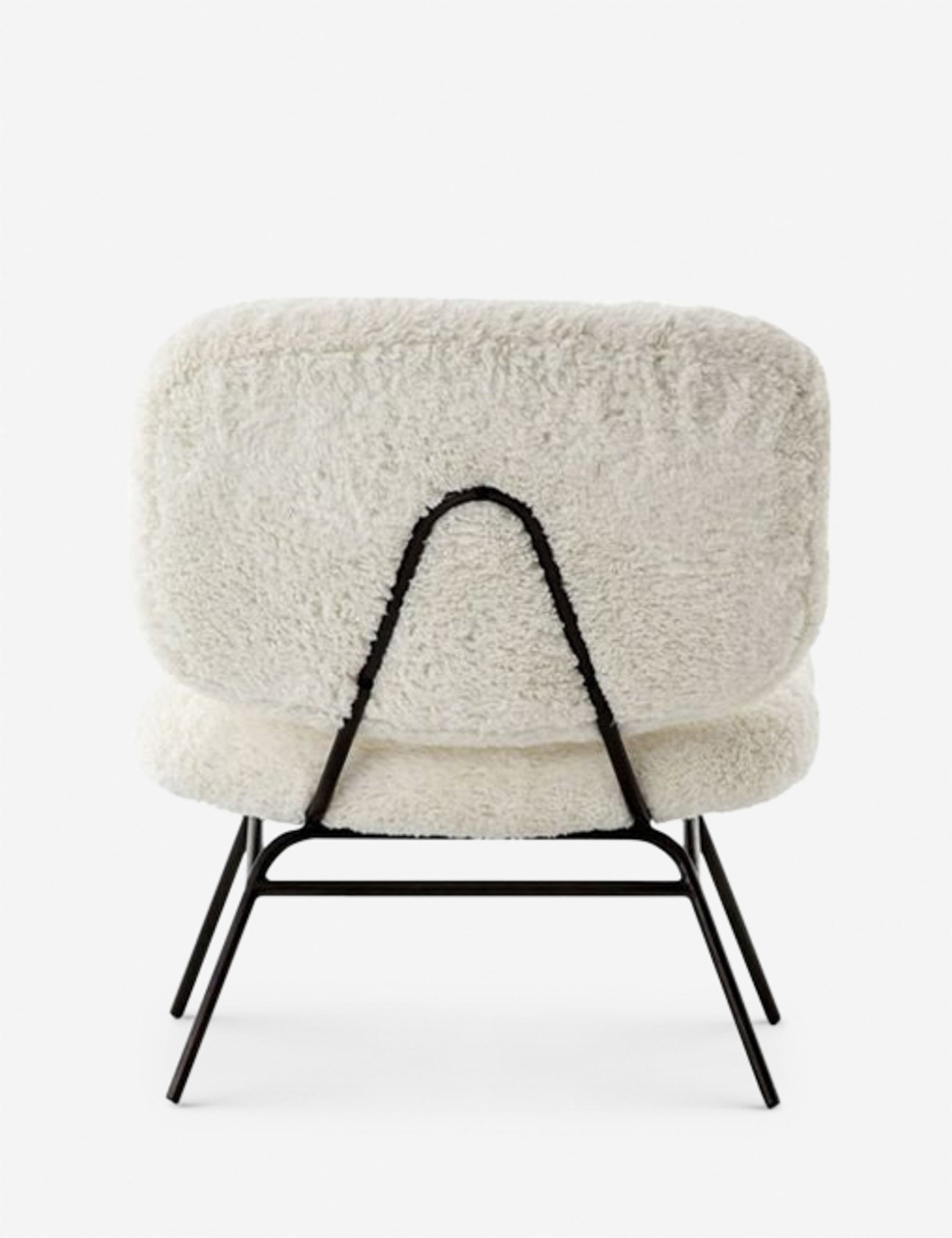 Rear view of the Amanda white plush upholstered accent chair