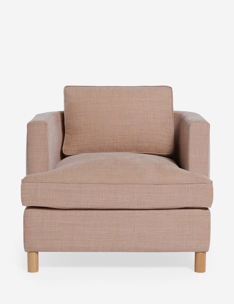 #color::apricot-linen | Belmont Apricot linen accent chair by Ginny Macdonald with a curved back and oversized plush cushions