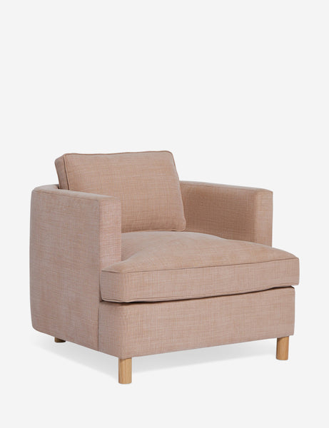 #color::apricot-linen | Angled view of the Belmont Apricot linen accent chair