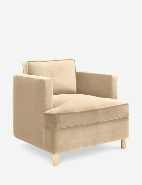 #color::brie-classic-velvet | Angled view of the Belmont Brie beige velvet accent chair