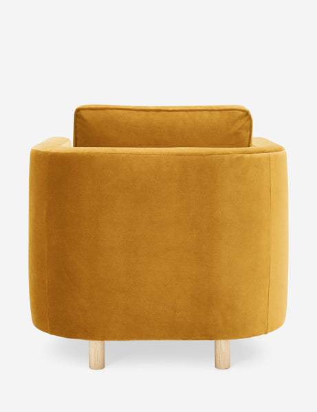 #color::goldenrod-plush-velvet | Back of the Belmont goldenrod velvet accent chair