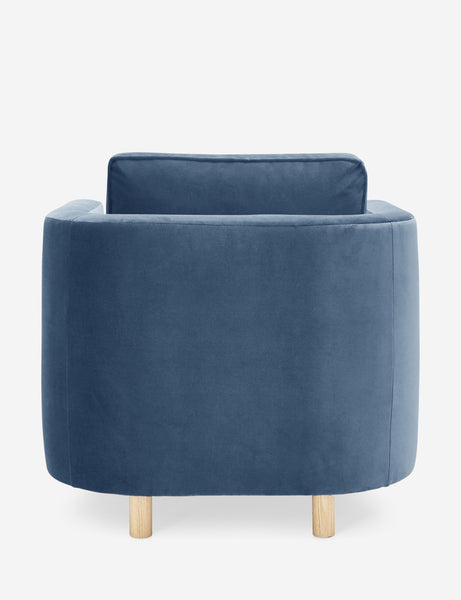 #color::harbor | Back of the Belmont Harbor blue velvet accent chair