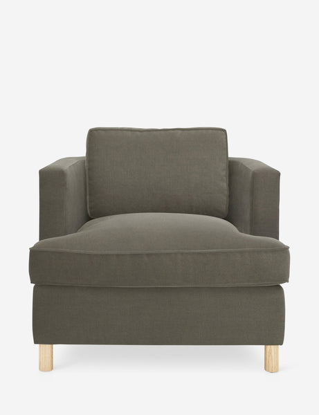 #color::Loden | Belmont Loden gray accent chair by Ginny Macdonald with a curved back and oversized plush cushions