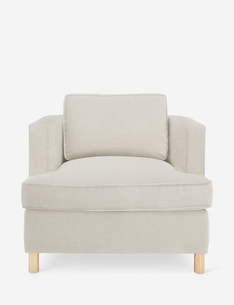 #color::natural | Belmont Natural linen accent chair by Ginny Macdonald with a curved back and oversized plush cushions