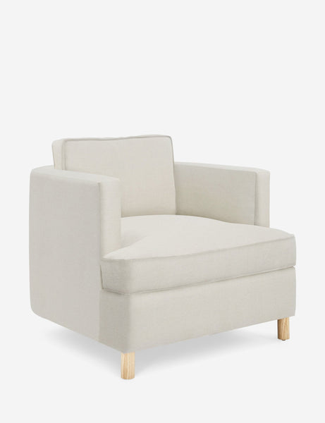 #color::natural | Angled view of the Belmont Natural linen accent chair