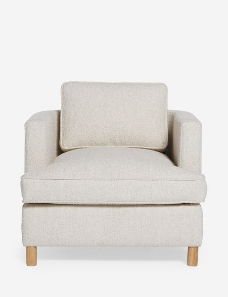 #color::taupe-boucle | Belmont Taupe boucle accent chair by Ginny Macdonald with a curved back and oversized plush cushions