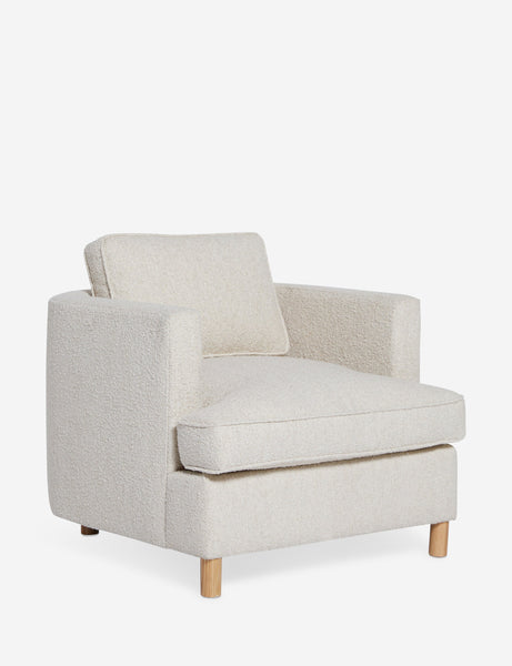 #color::taupe-boucle | Angled view of the Belmont Taupe boucle accent chair