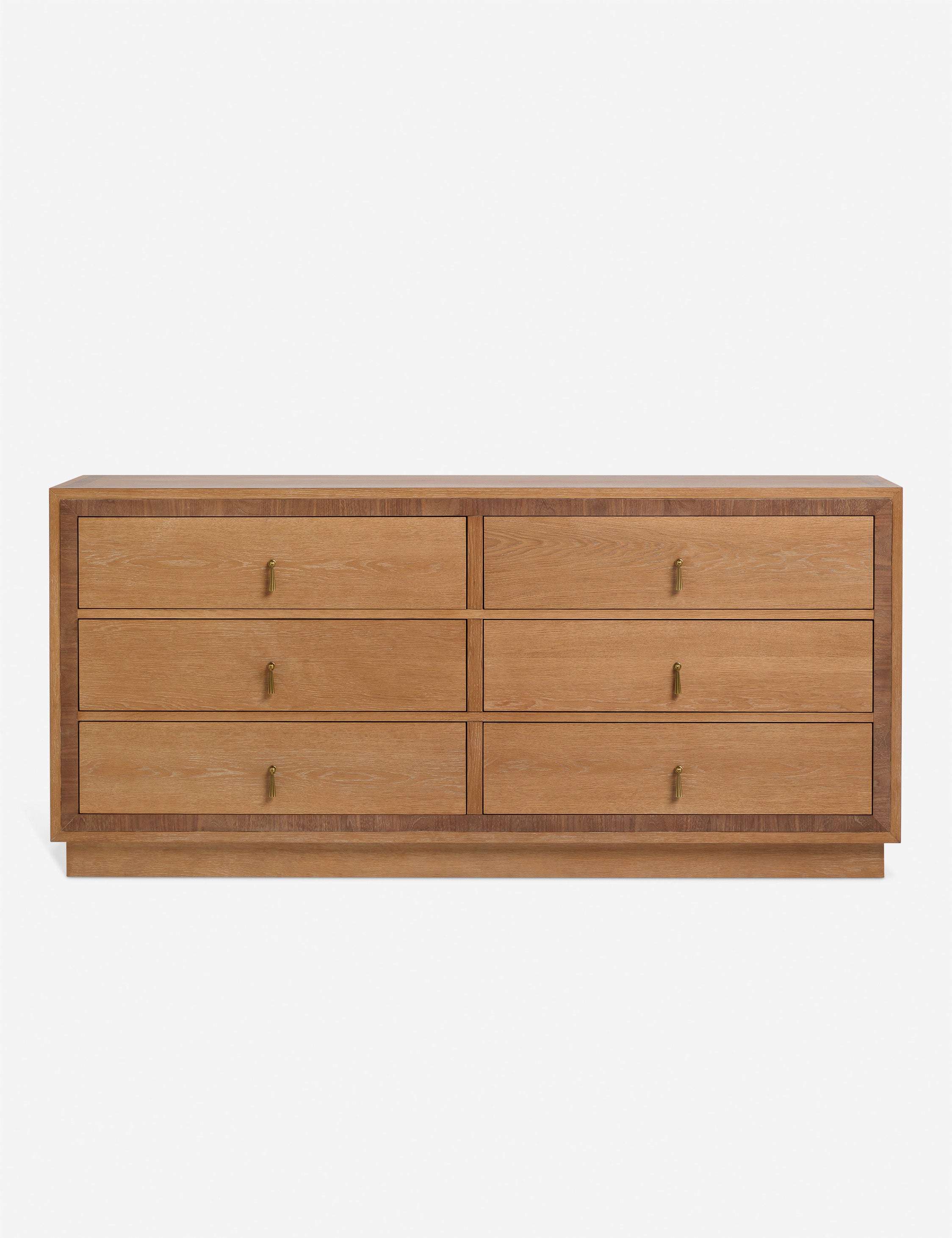 Brandt clean-lined oak six drawer dresser