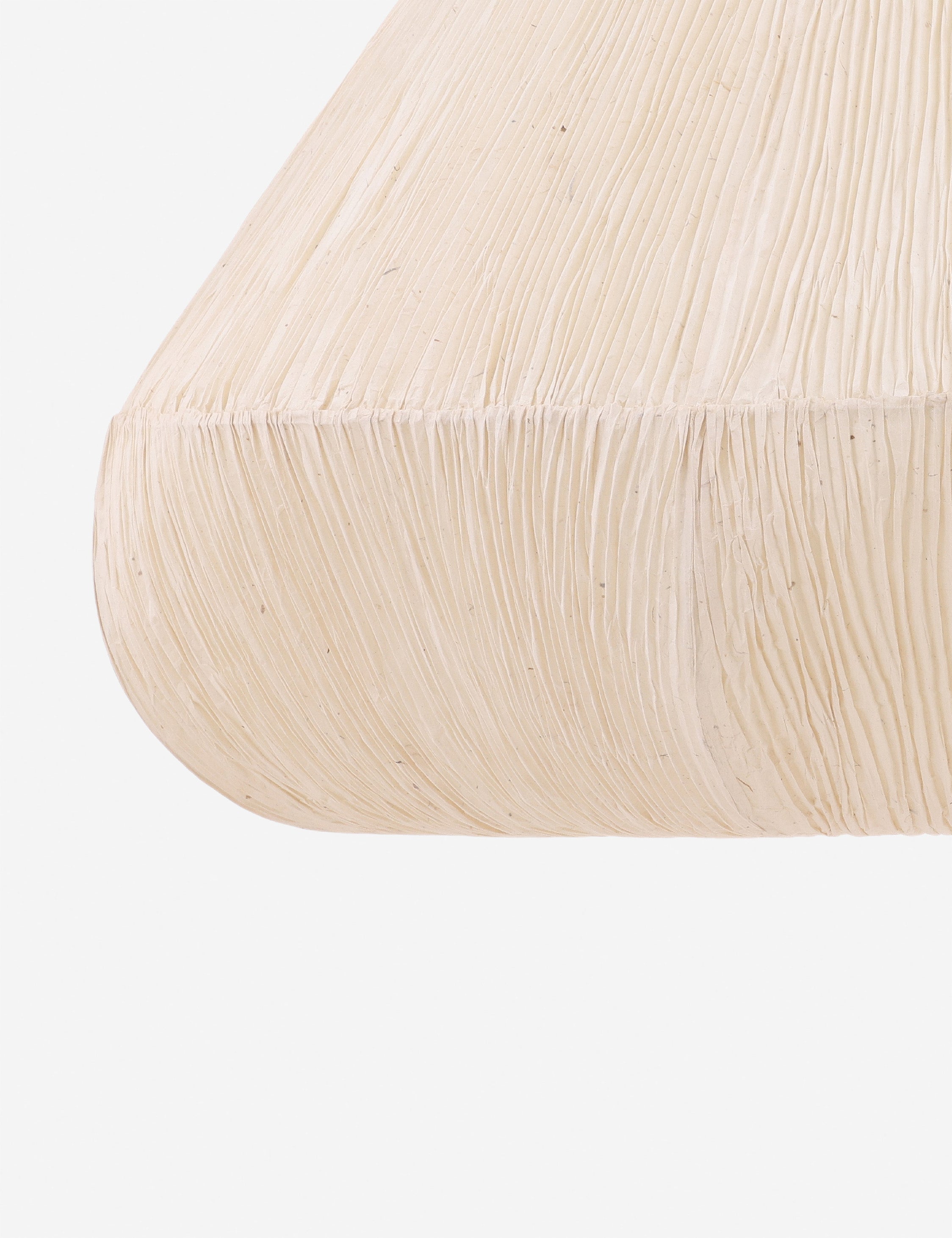 Close up view of the Mireielle pleated paper shade pendant light.