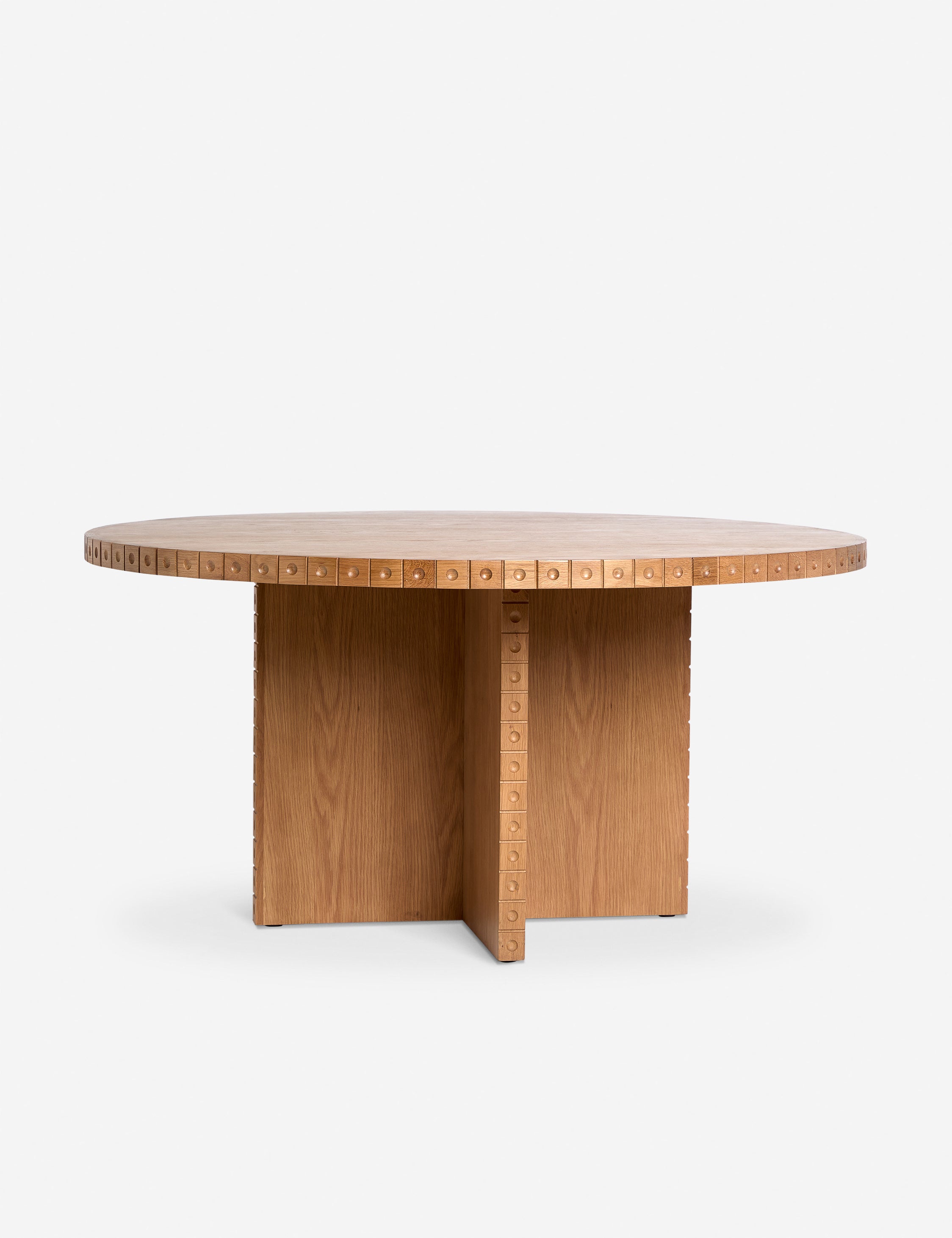 Edda round carved dot trim dining table