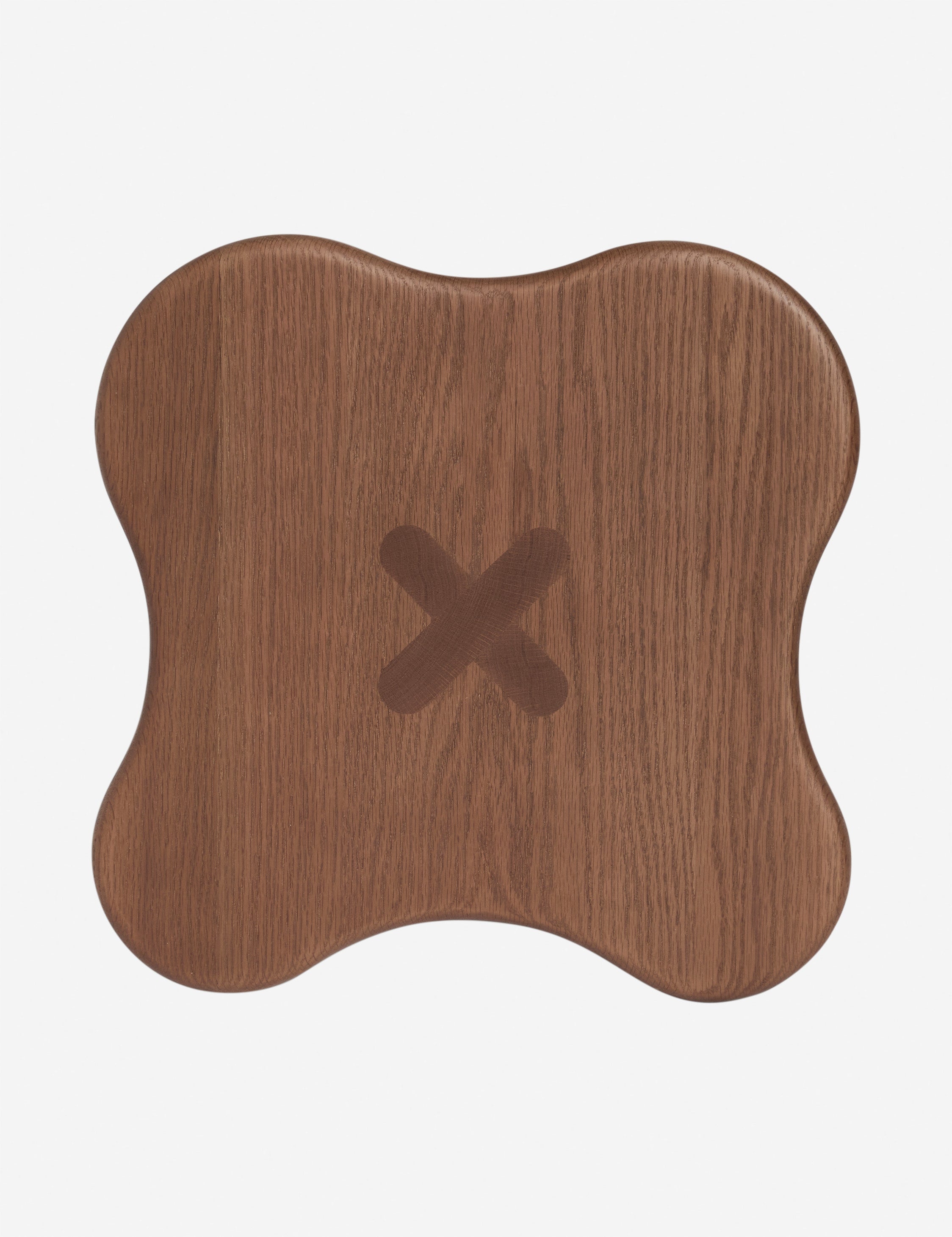 Overhead view of the Etna sculptural modern wood accent stool by Aimee Song