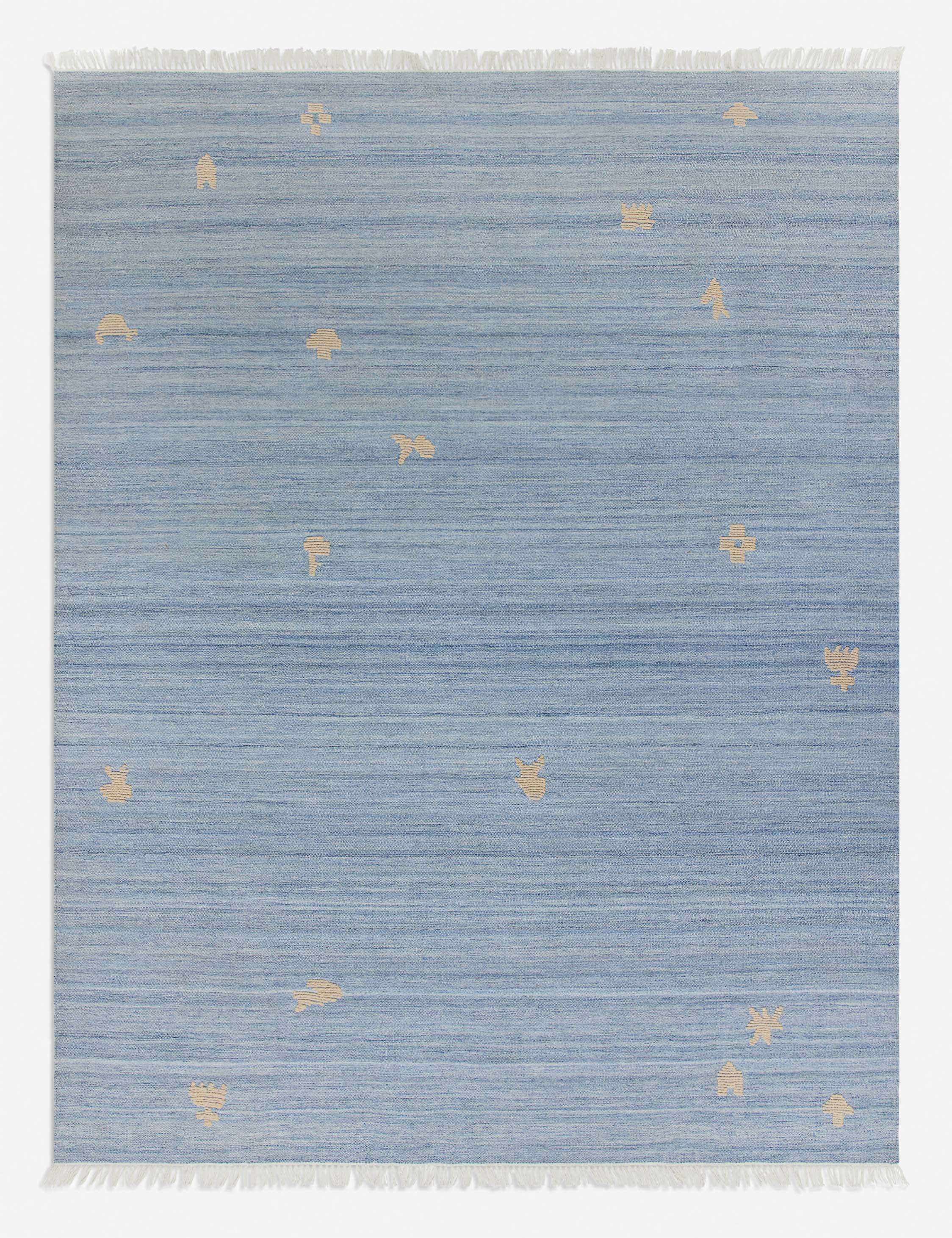 Forest heathered fringe indoor / outdoor rug by Sarah Sherman Samuel