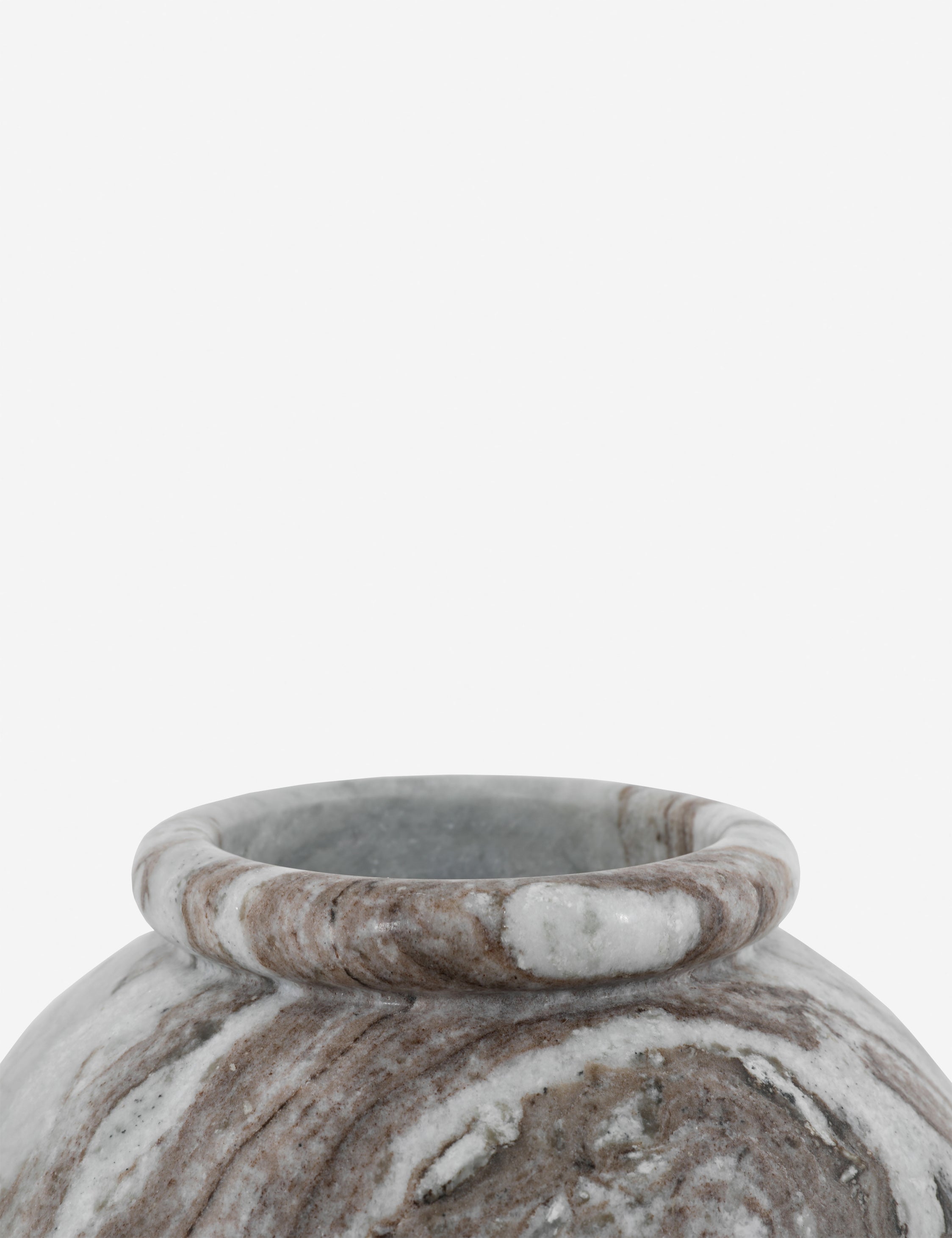 Close up of the Thana watertight marble vase