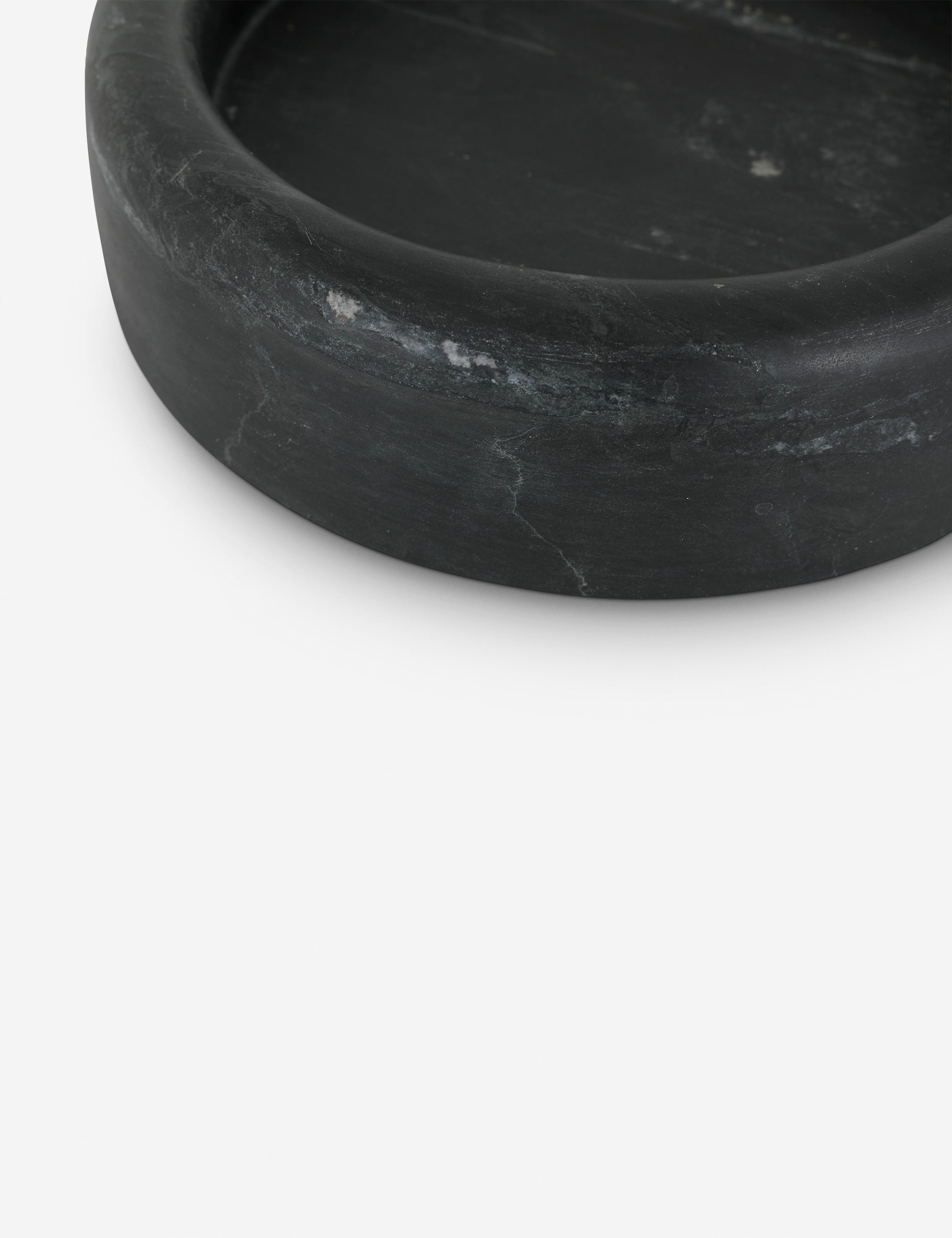 Close up of the Balland round marble catchall