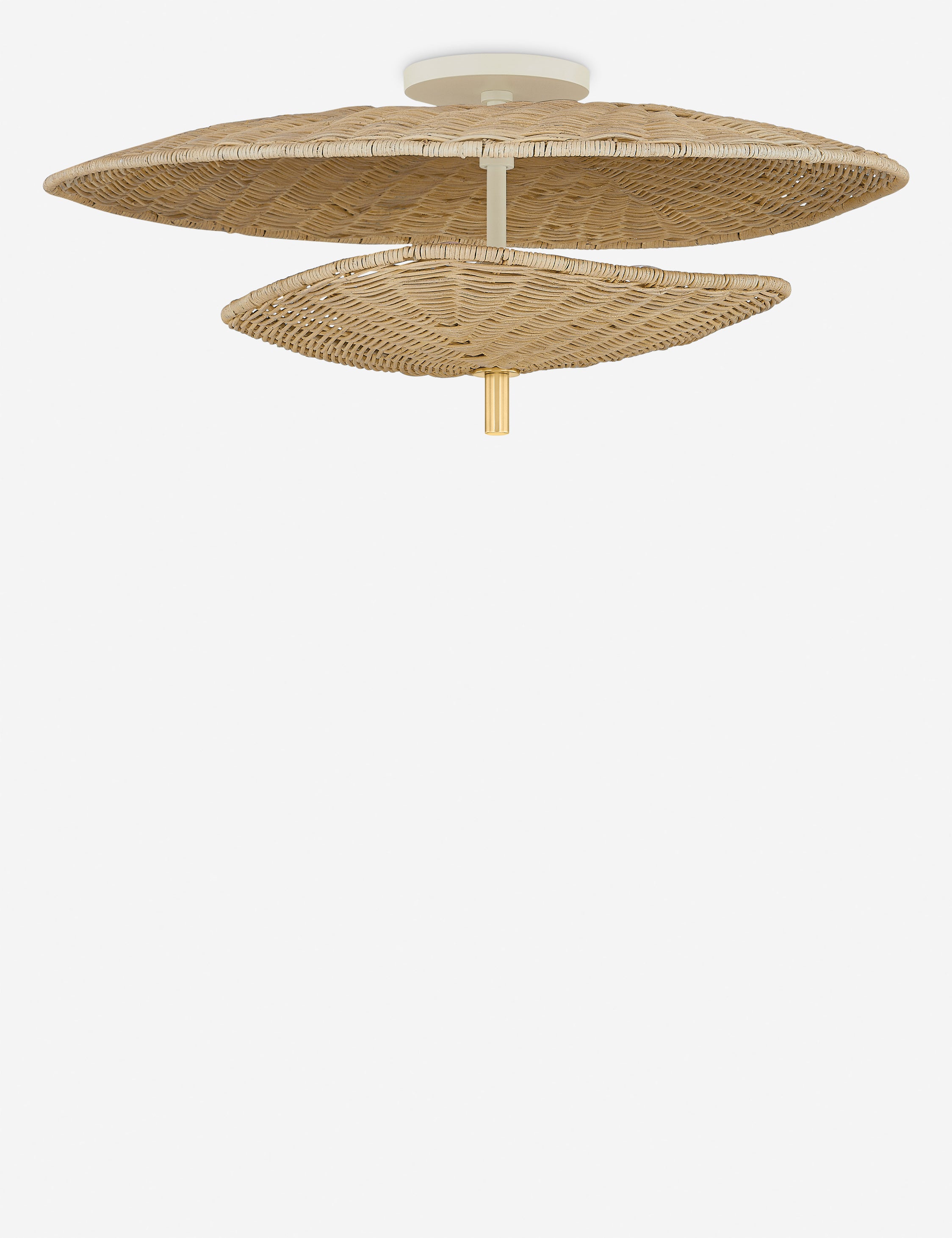 Iverley woven tiered inverted basket shade semi-flush mount light
