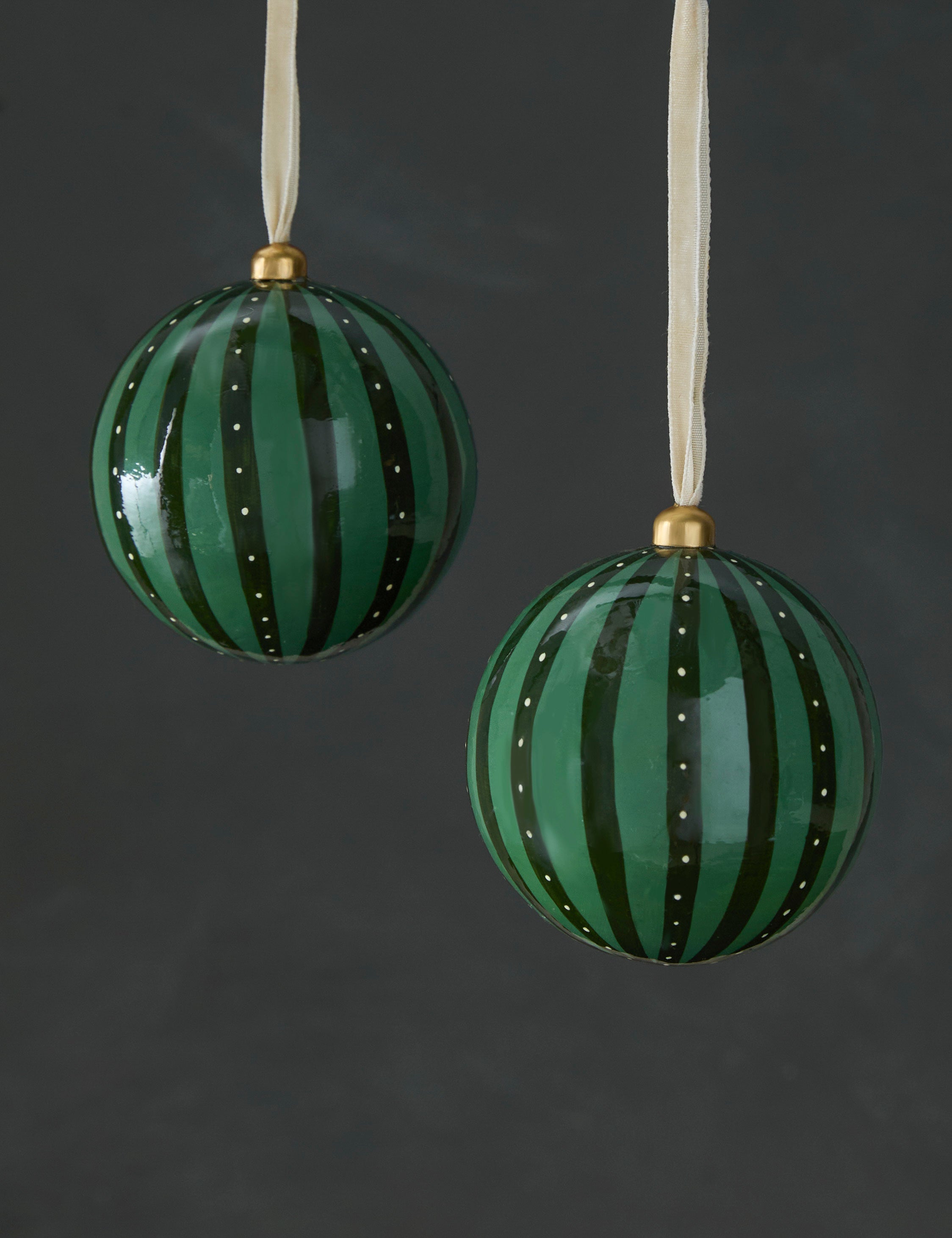 Set of 2 Joelle paper mache ornaments