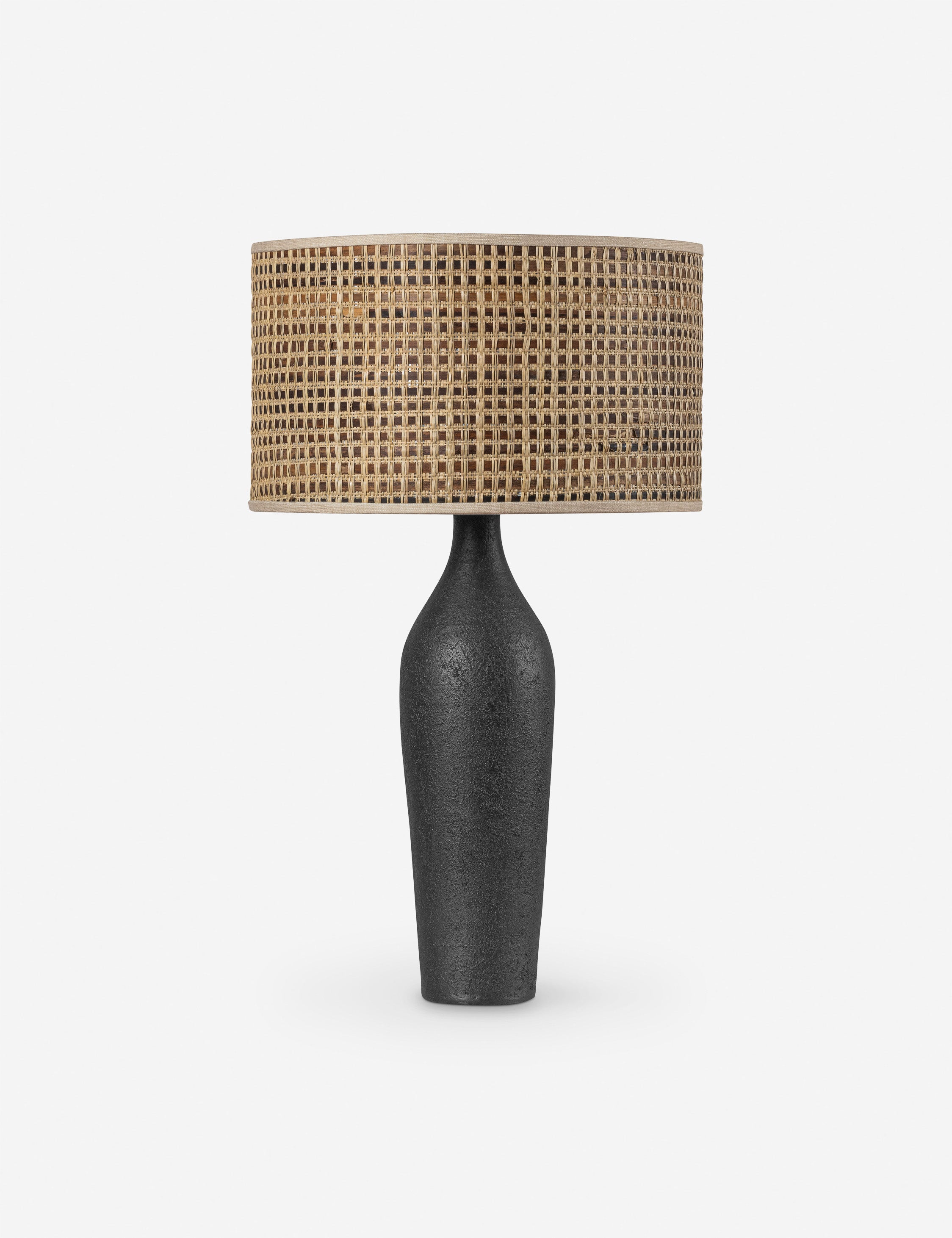 Judah woven cane drum table lamp