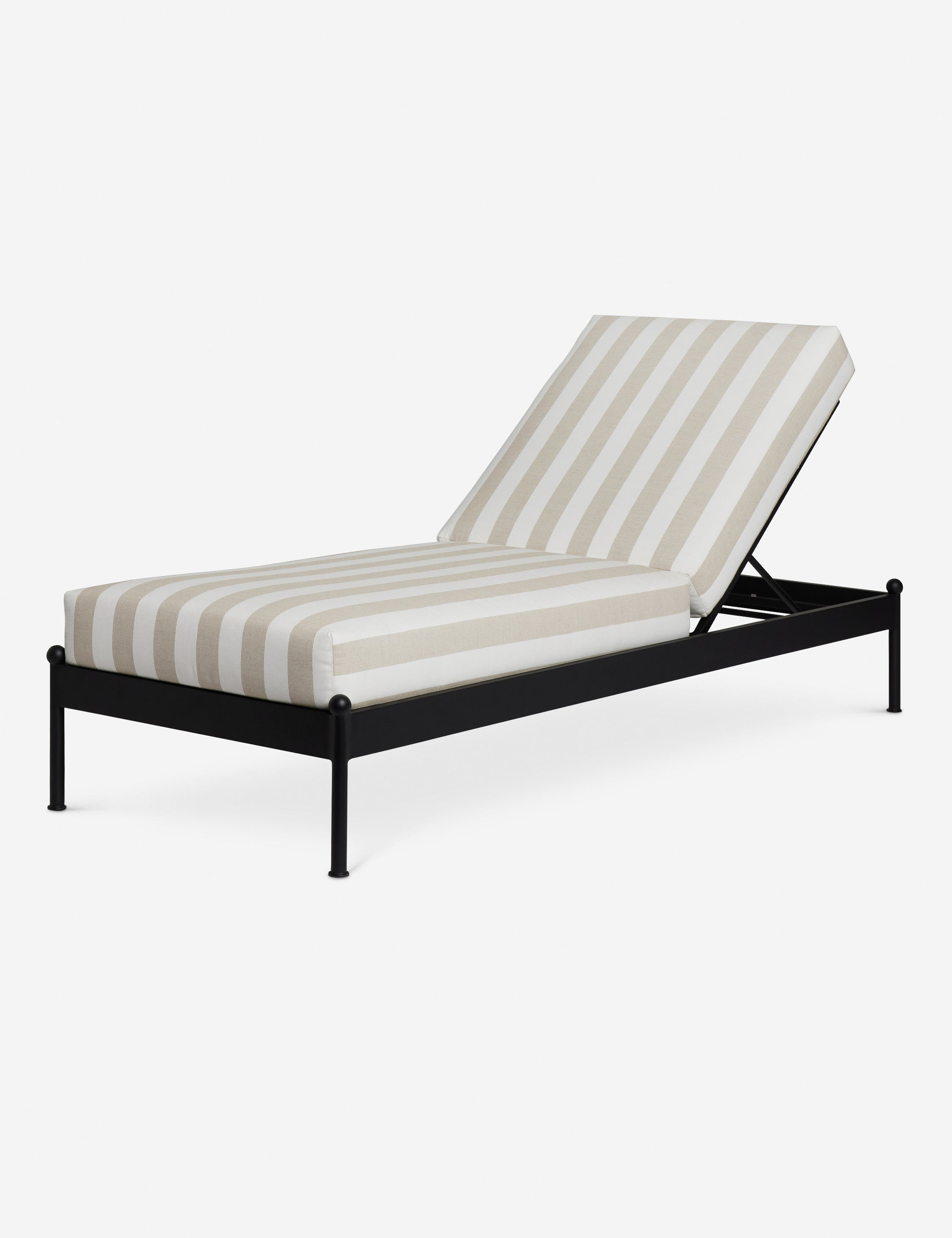 Leni black metal frame striped cushion outdoor chaise lounge chair