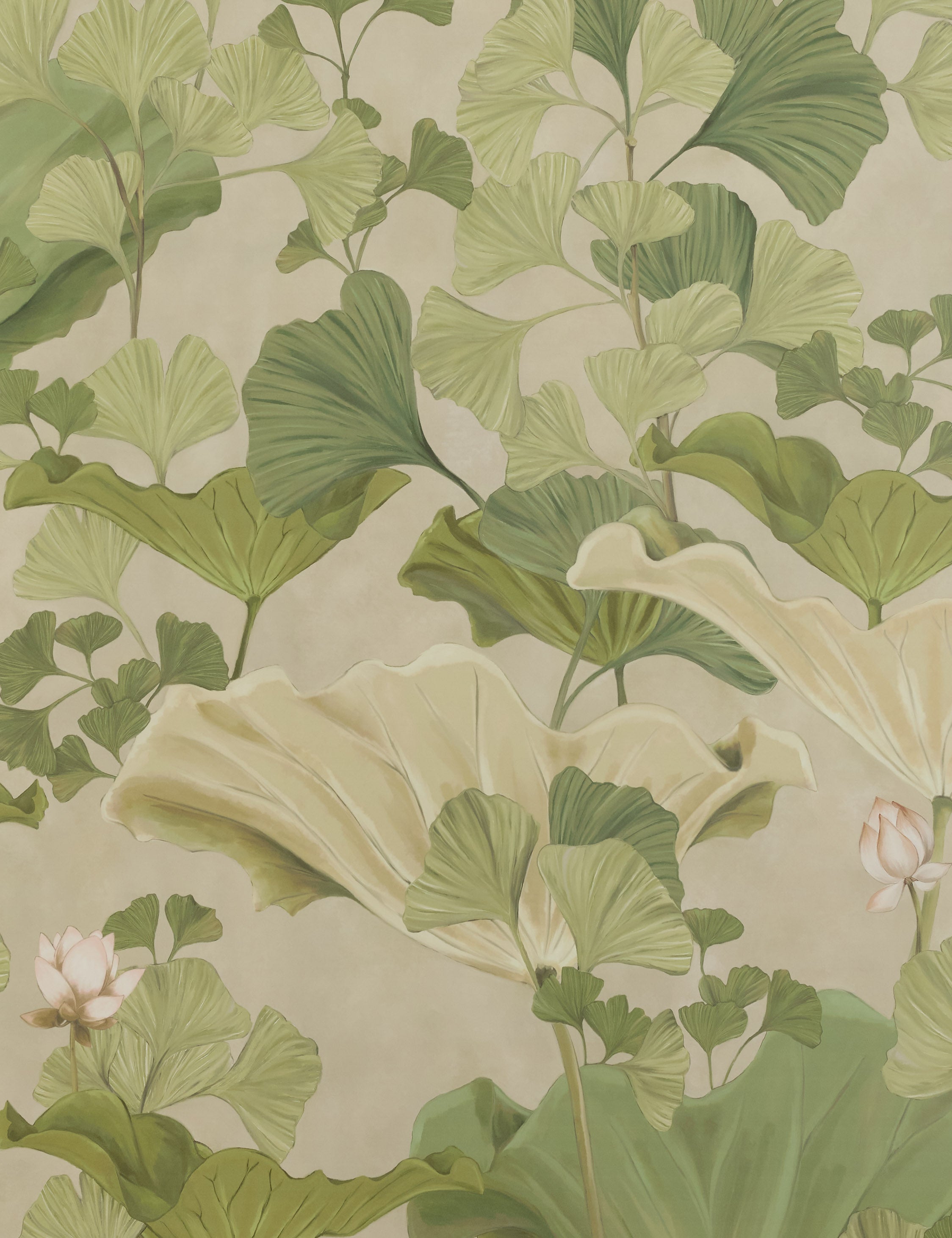 Lotus lush botanical wallpaper by Aimee Song