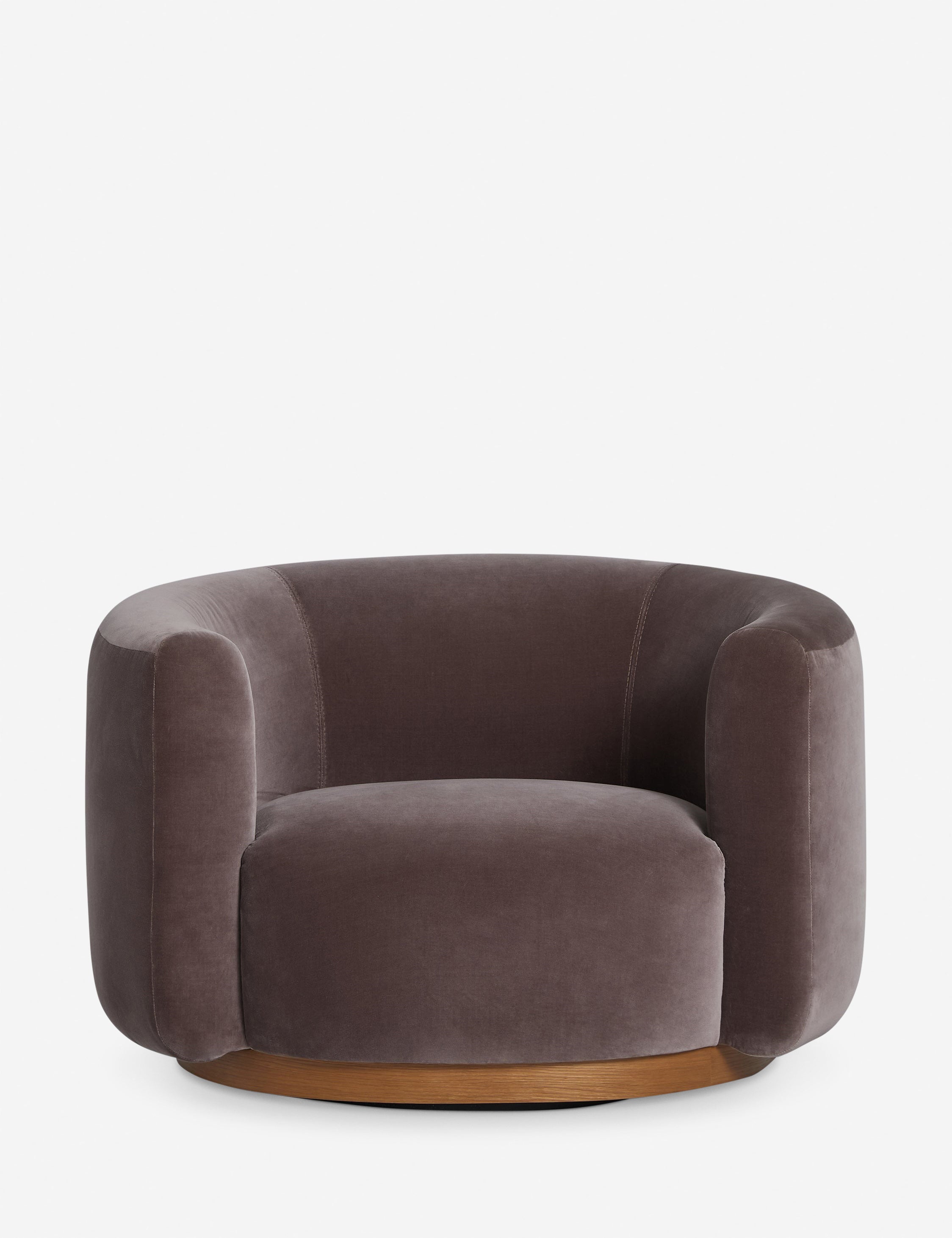 Lowry rounded silhouette velvet accent chair.