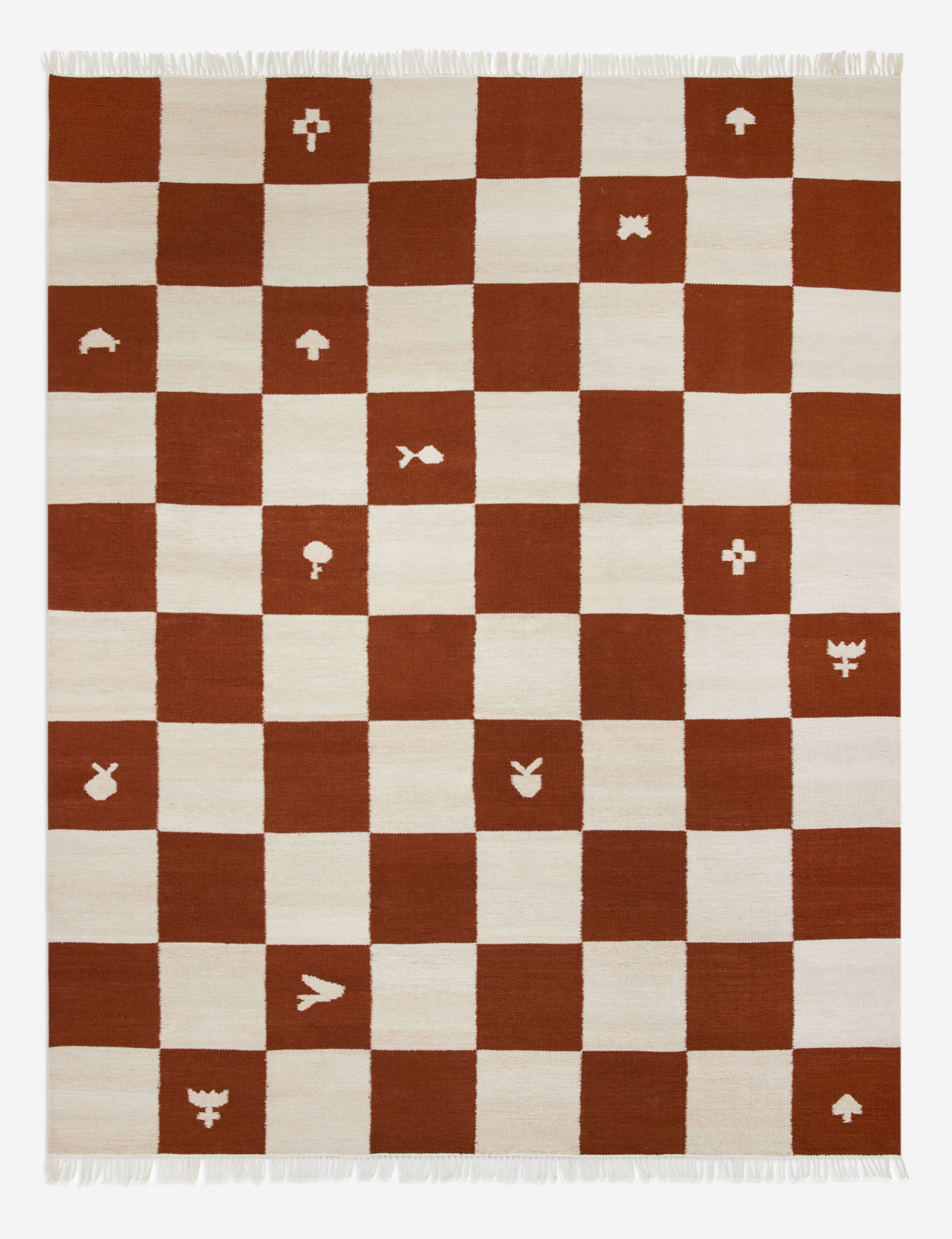 Noam two-tone grid design indoor / outdoor rug by Sarah Sherman Samuel