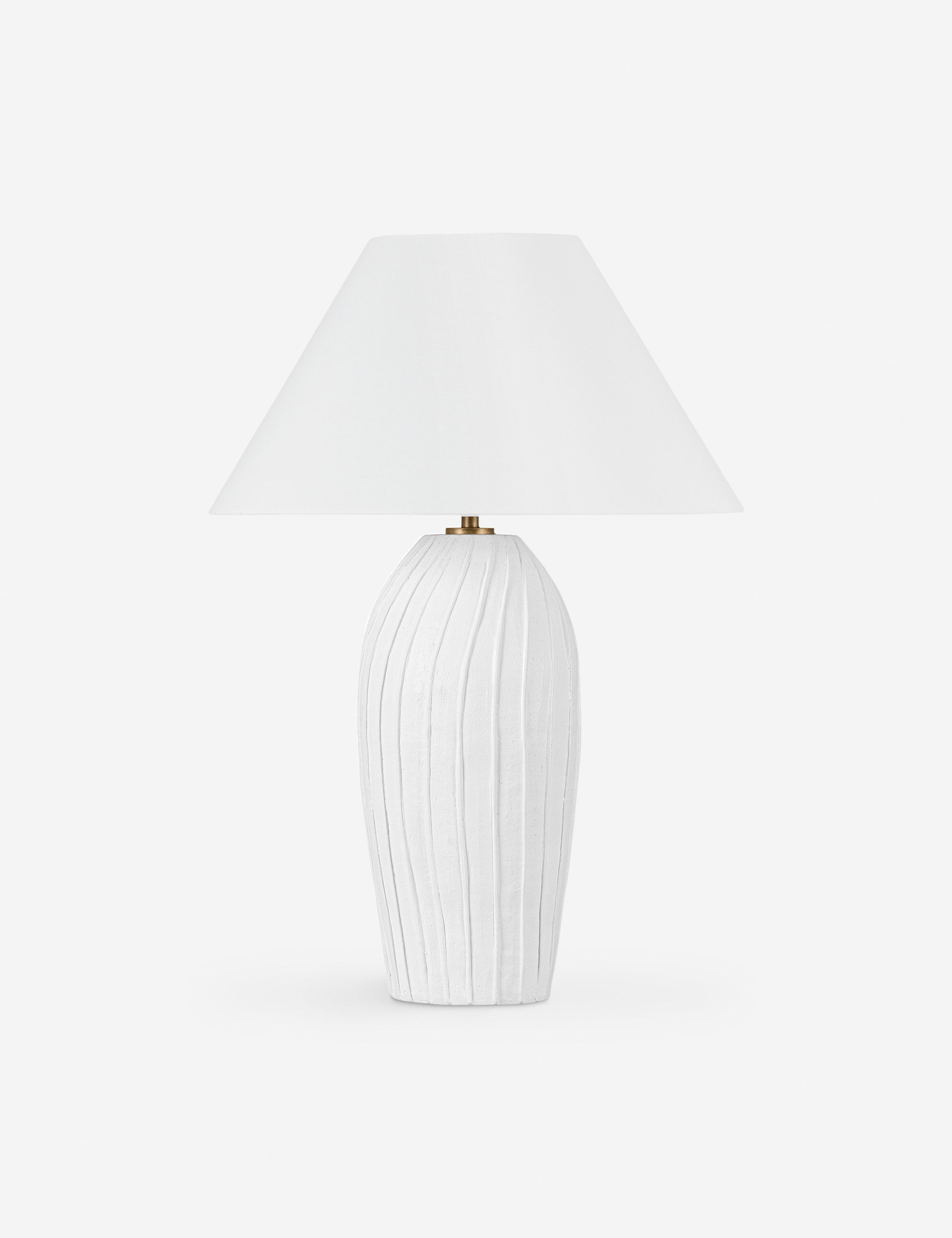 Pama sculptural, pleated-detail ceramic table lamp