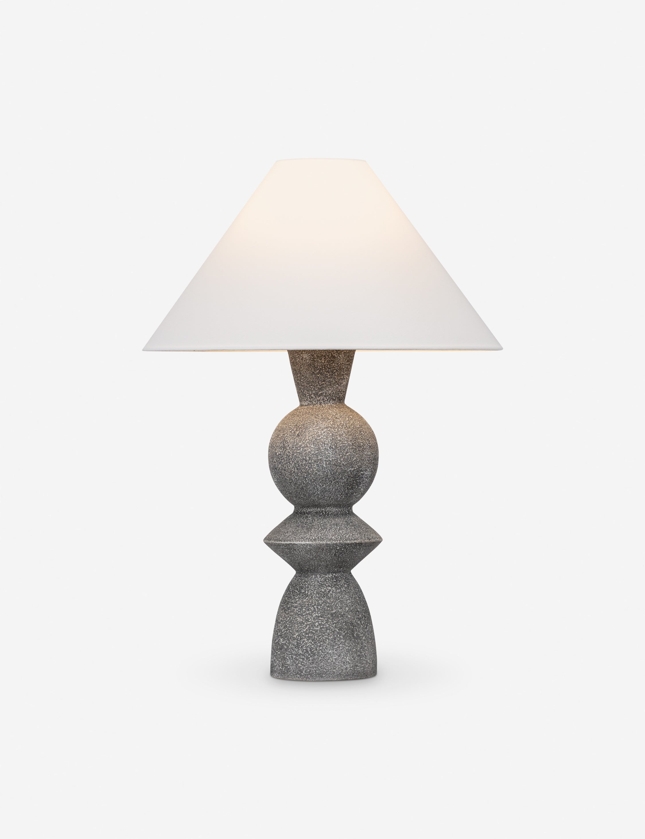 Bulsara geometric, stone-finish ceramic table lamp