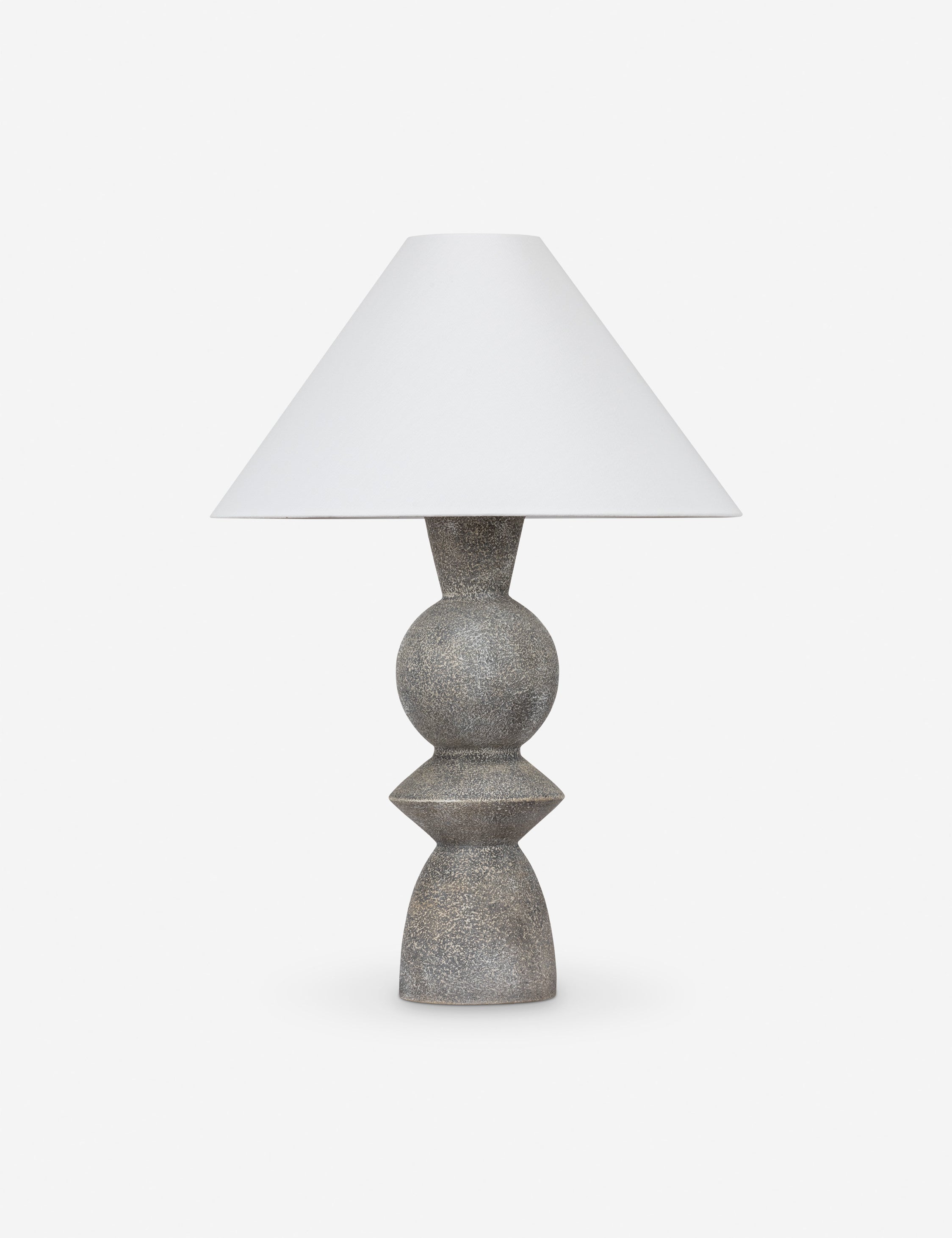 Bulsara geometric, stone-finish ceramic table lamp