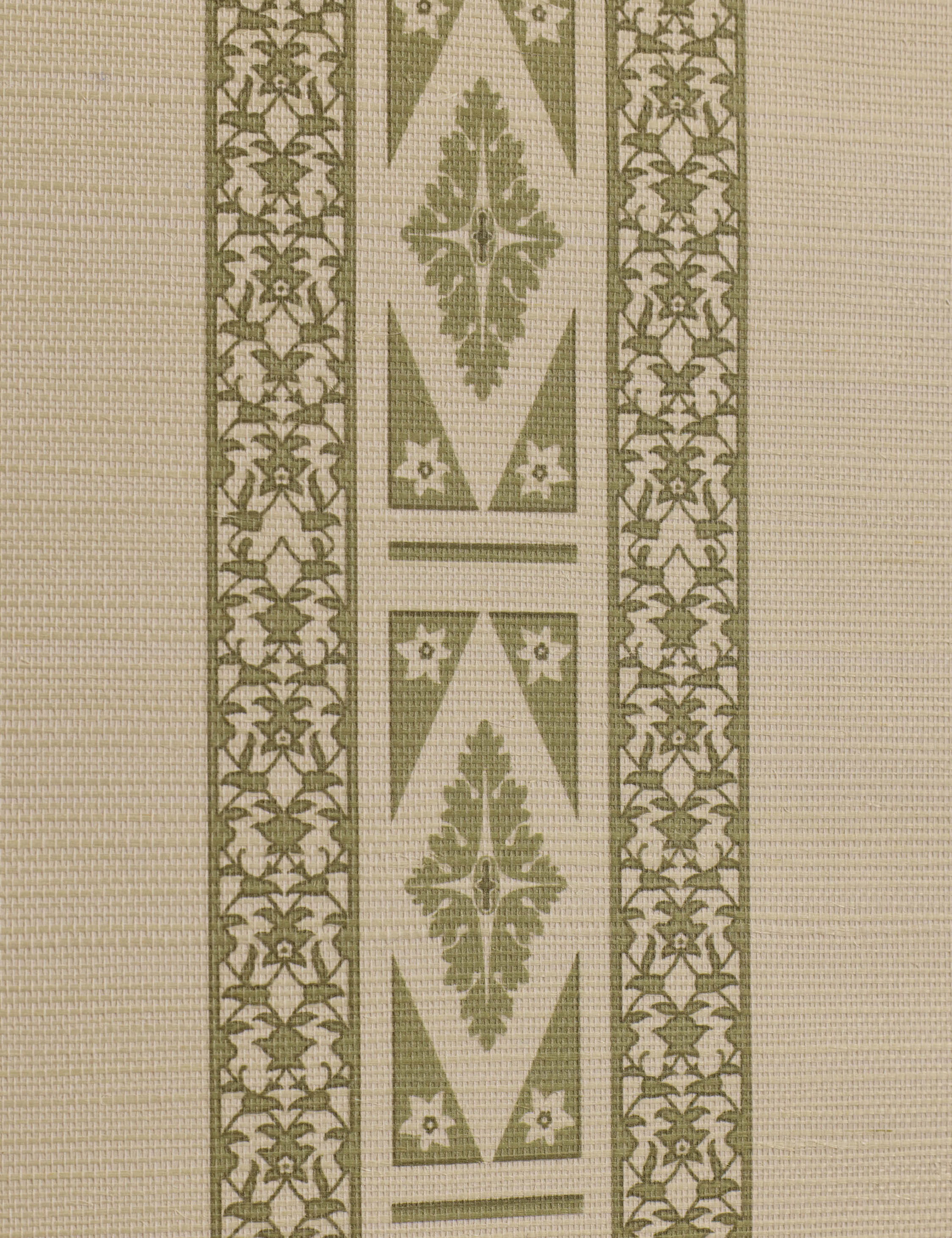 Close up of the Paradiso grasscloth striped Wallpaper by Jake Arnold