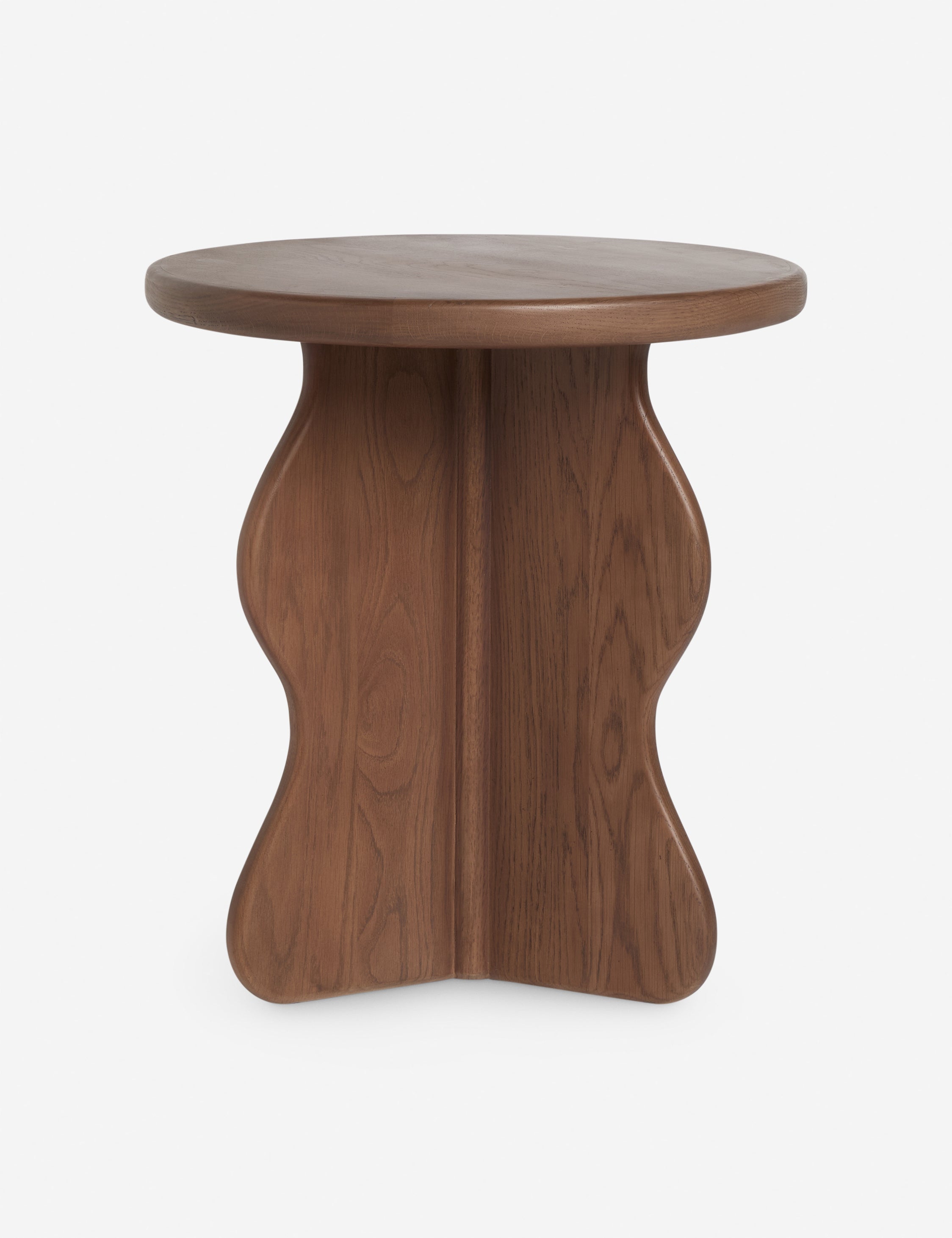 Telle wavy leg solid wood round side table by Aimee Song
