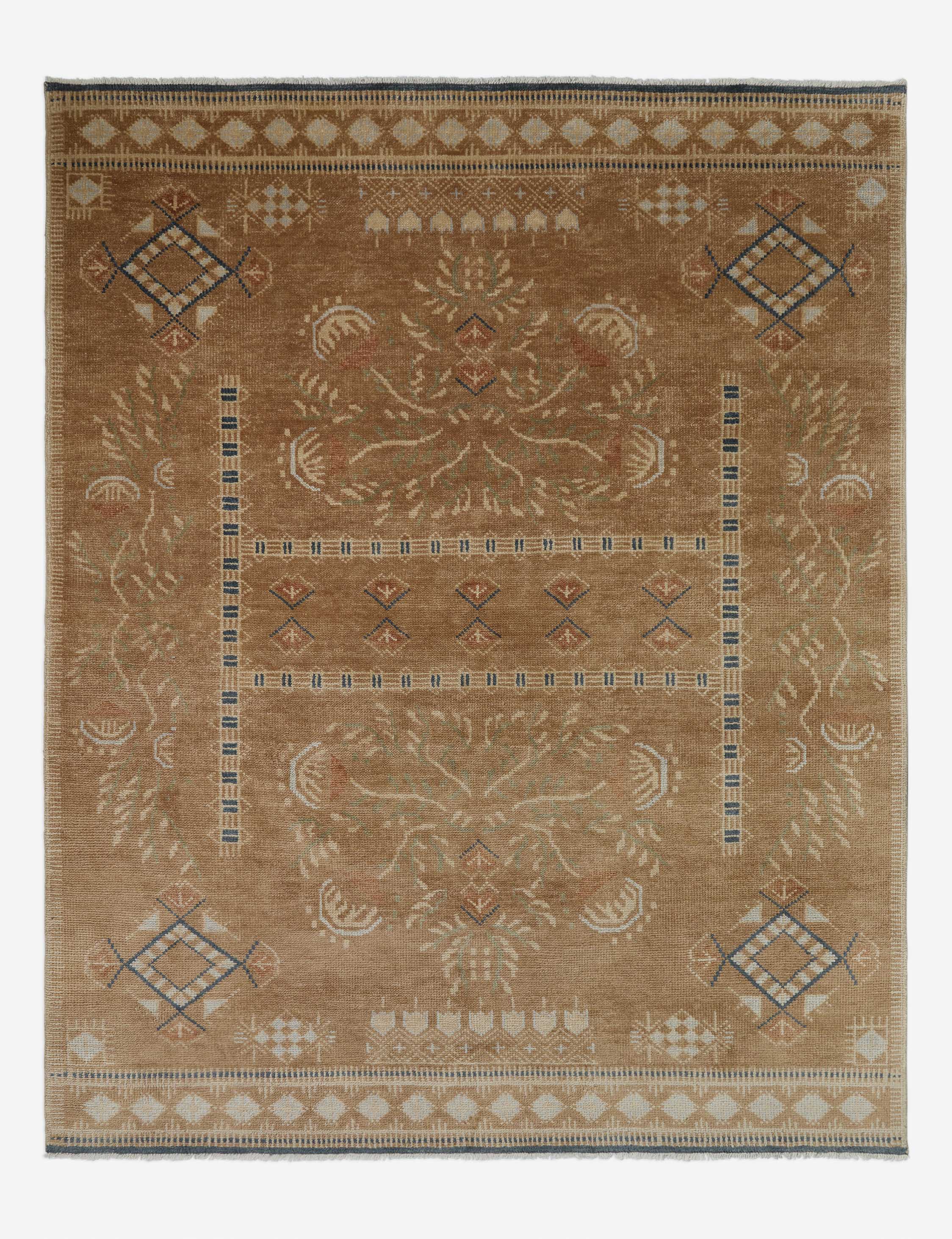 Theda ornate floral and geometric motif hand-knotted wool rug