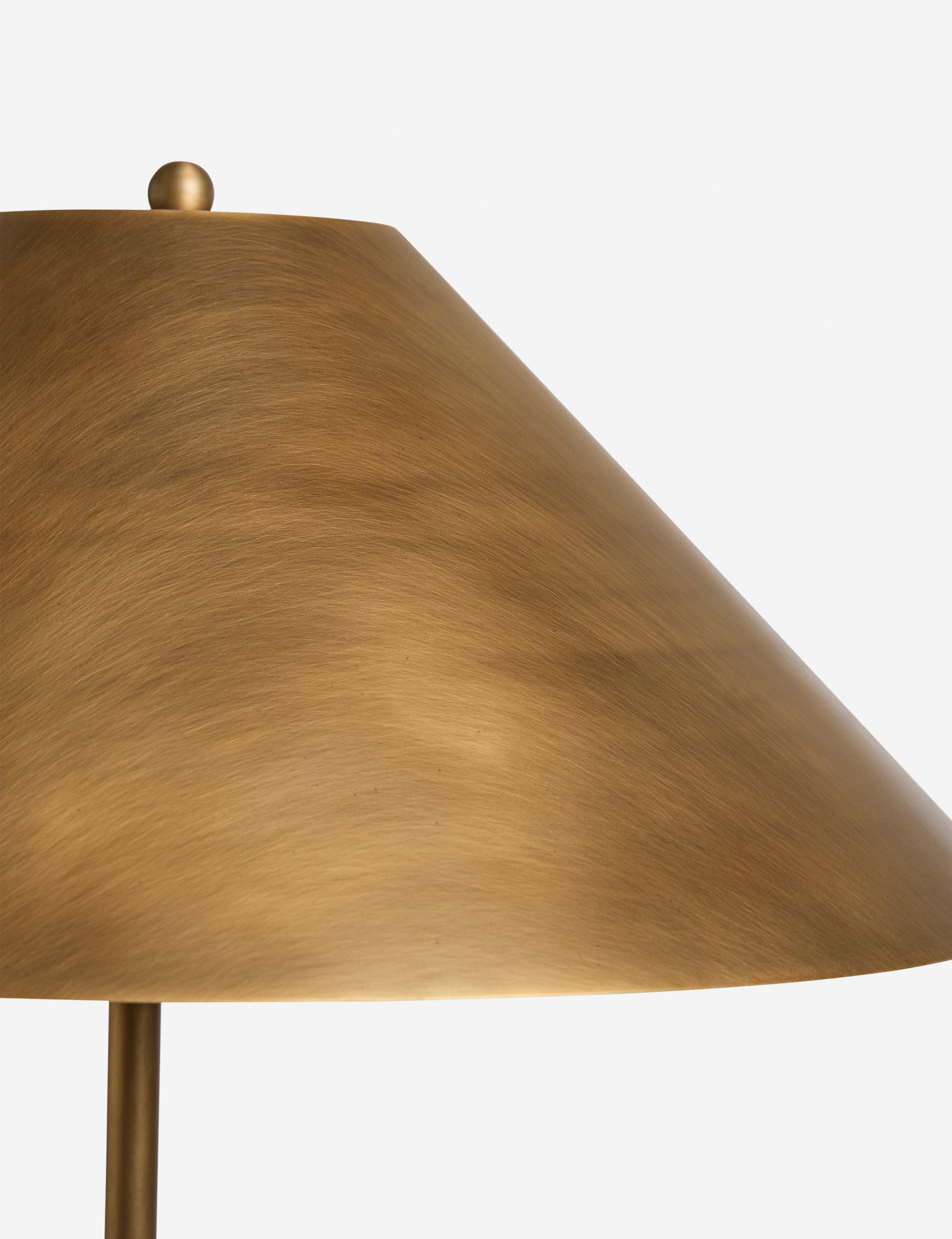 Close up of the shade of the Tutton tapered metal shade floor lamp