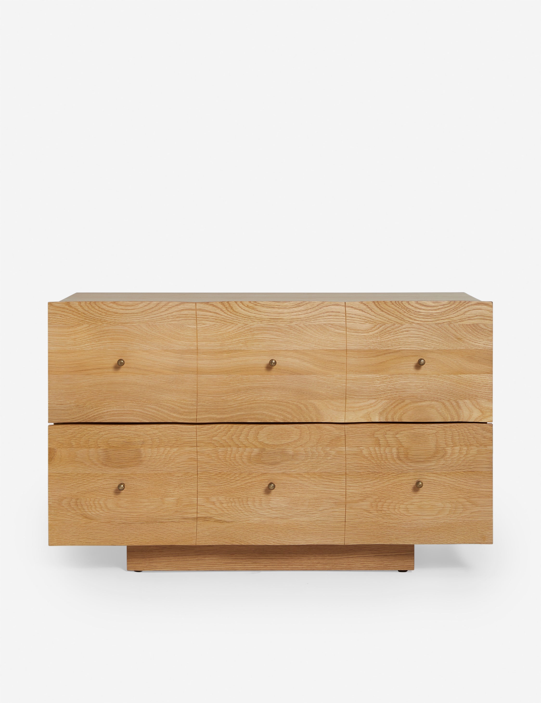 Otelia wide profile two drawer nightstand in natural wood