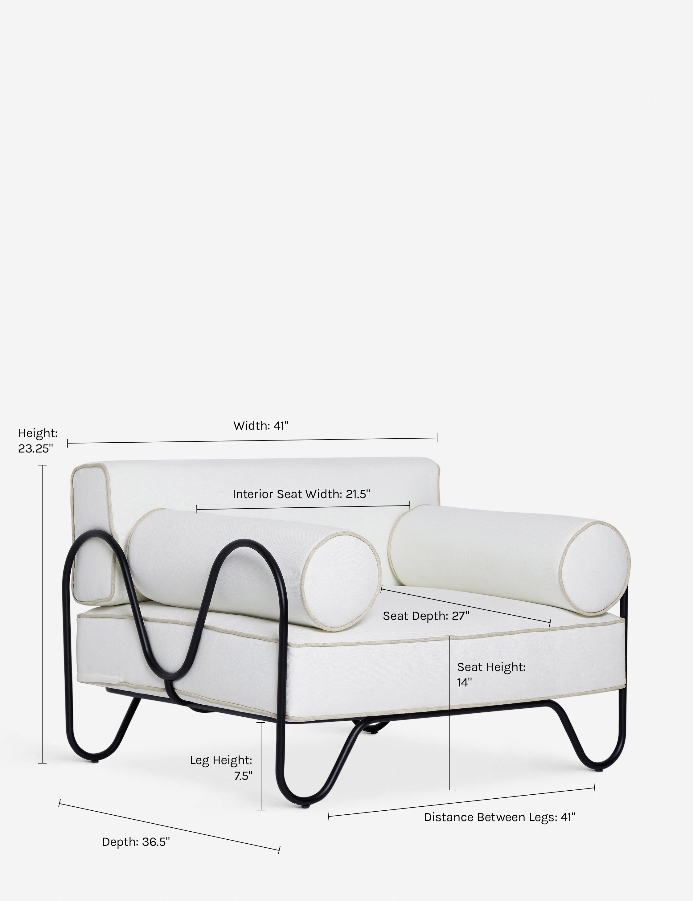 Dimensions on the Peggy Indoor Outdoor Accent Chair