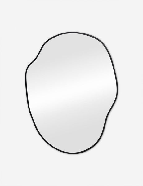 #color::black #size::small | Puddle slim frame wall mirror in charcoal