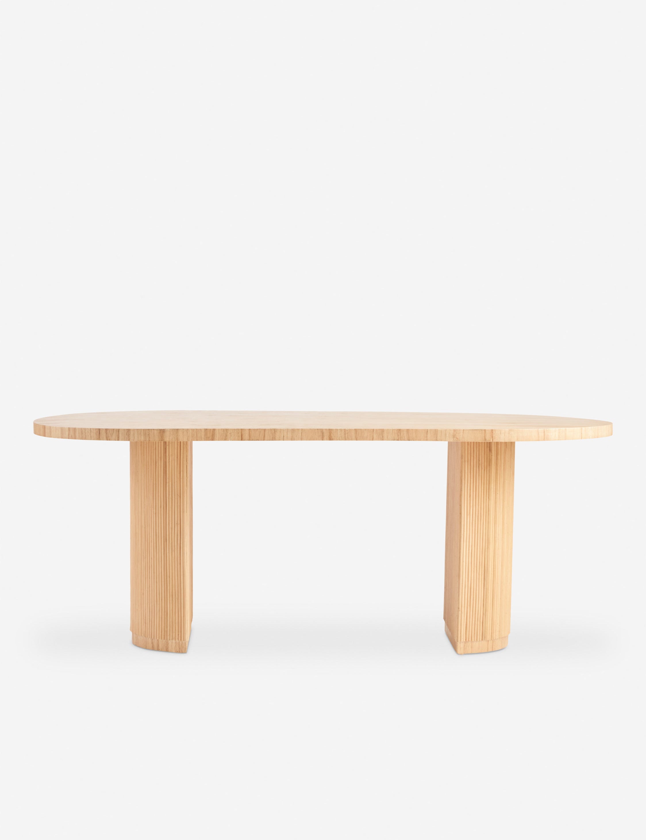 Elvia oval rattan stacked leg dining table